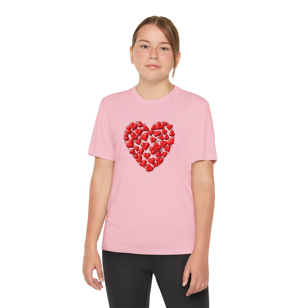 Heart Youth T-Shirt Sports Graphic Tee, Cool Athletic Shirt for Kids, Perfect for Sports Events, Team Spirit