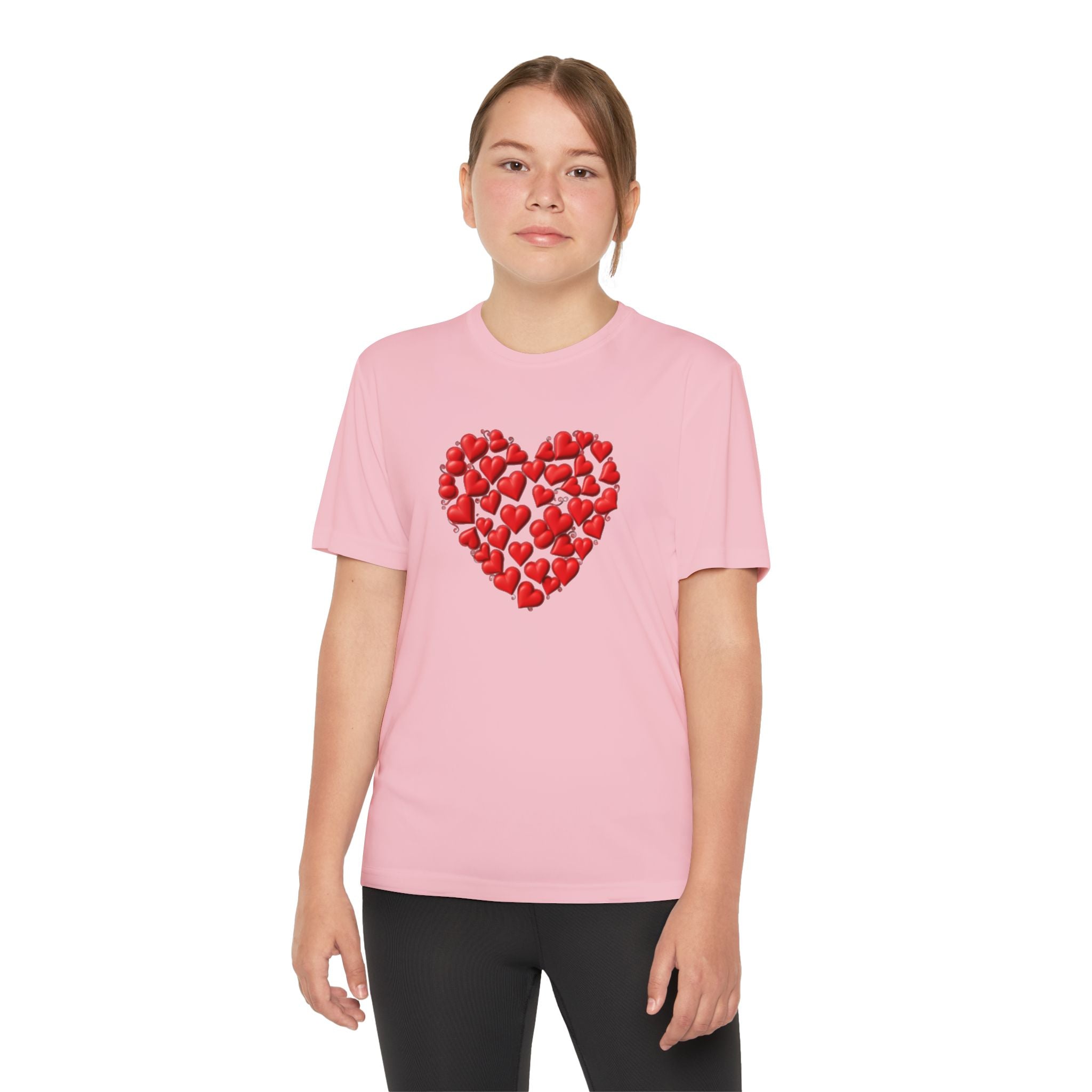 Heart Youth T-Shirt Sports Graphic Tee, Cool Athletic Shirt for Kids, Perfect for Sports Events, Team Spirit