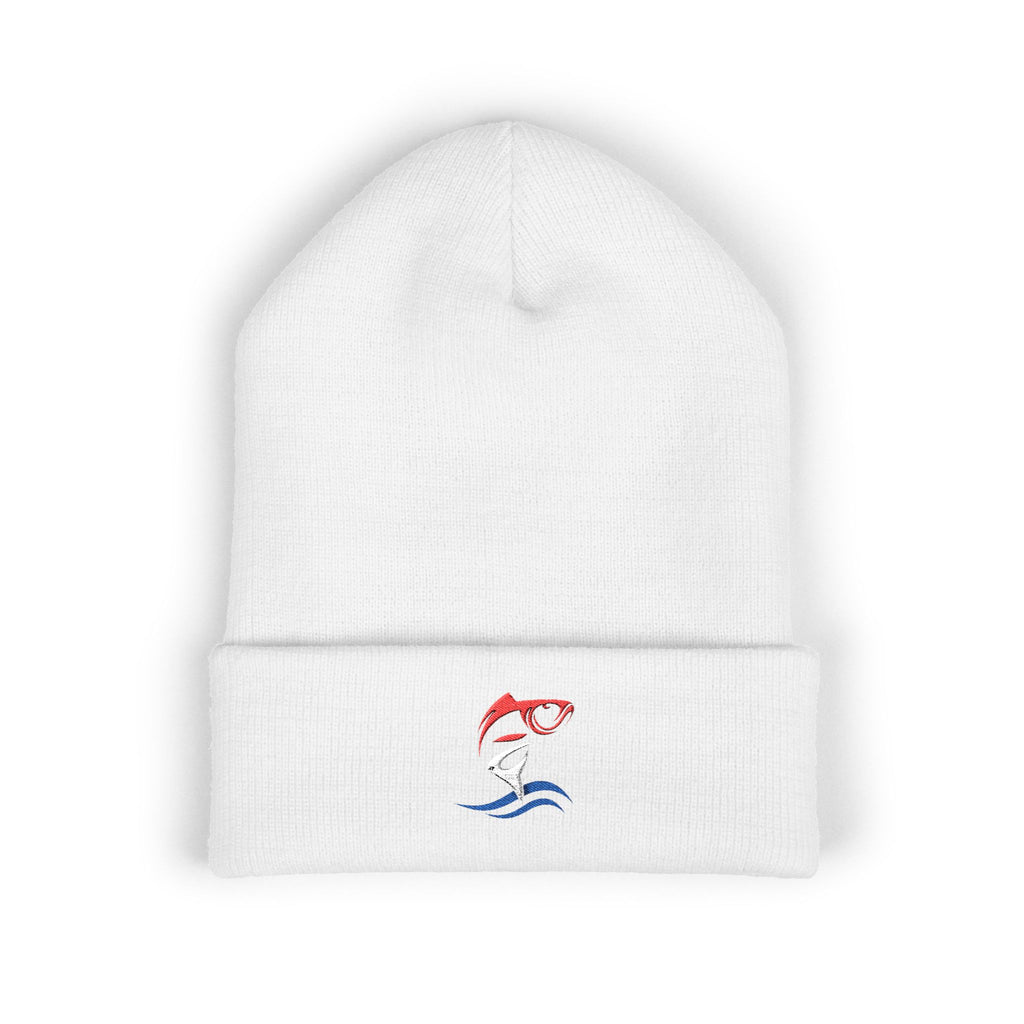 Embroidered Patriotic Fishing Beanie, Fisherman Gift, Outdoor Apparel, Fishing Gear, Angler Hat, Fishing Lure Beanie