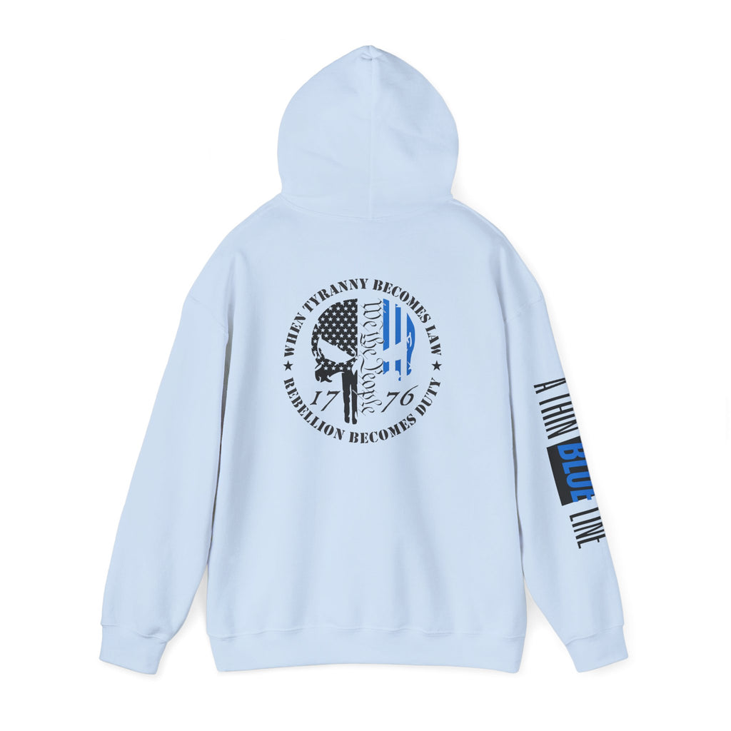 Thin Blue Line Law Enforcement Patriotic Hoodie, Police Support Sweatshirt, Law Enforcement Gift, Patriotic Hooded Pullover, USA Flag