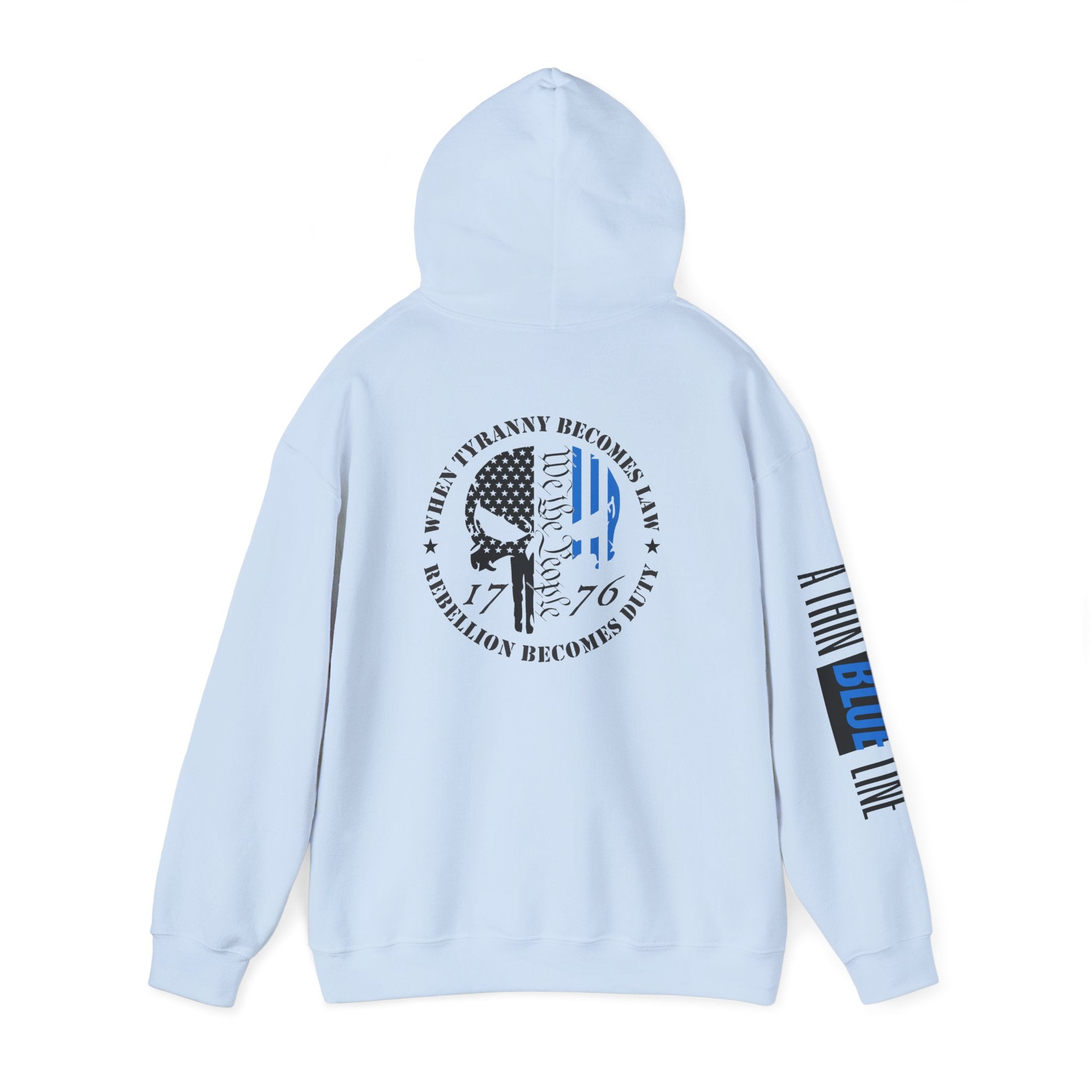 Thin Blue Line Law Enforcement Patriotic Hoodie, Police Support Sweatshirt, Law Enforcement Gift, Patriotic Hooded Pullover, USA Flag