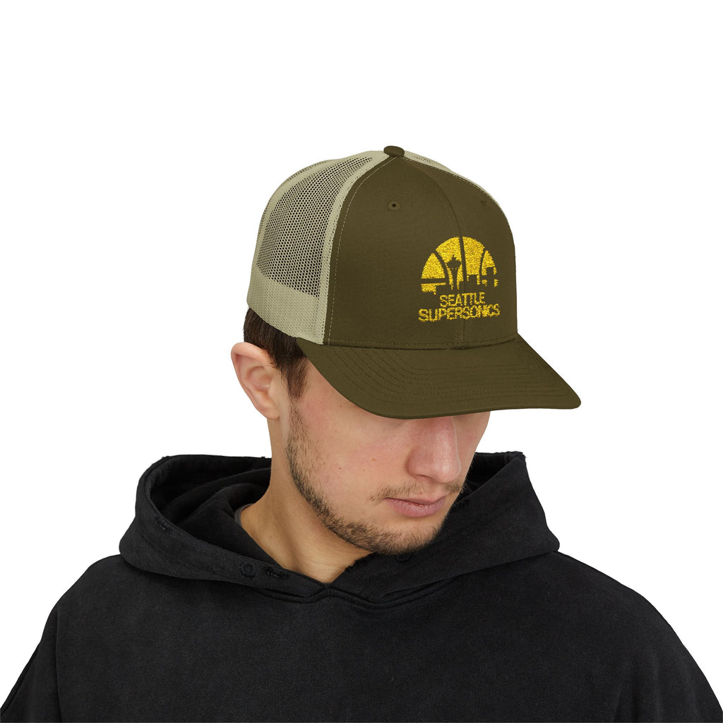 The Seattle SuperSonics Snapback Trucker Cap, American Flag Hat, Outdoor Cap, Casual Wear, Gift for Dad, 4th of July Apparel