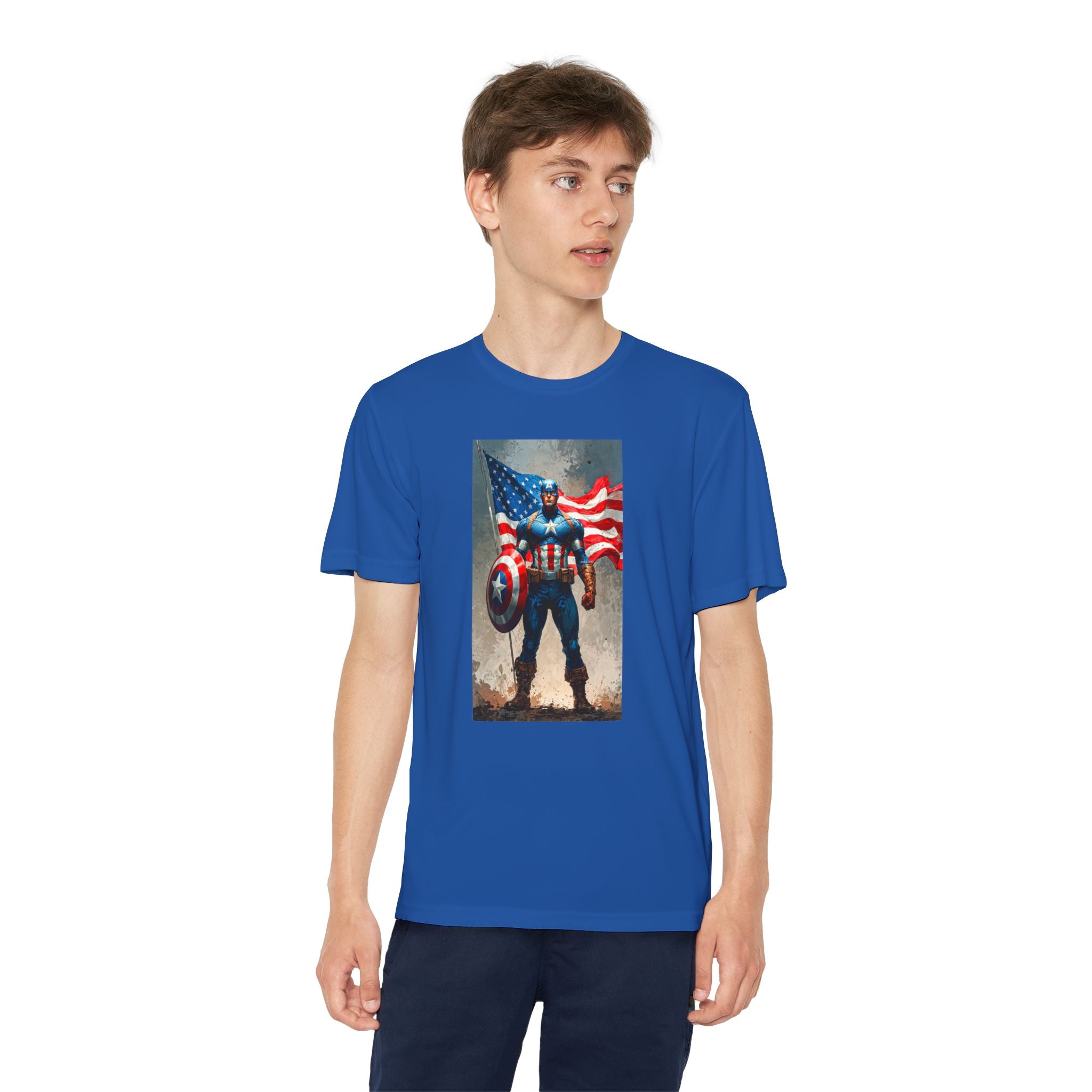 Captain America Superhero Marvel Patriotic, Kids Graphic T-Shirt, Boys Hero Top, Girls Comic Book Clothing, Birthday