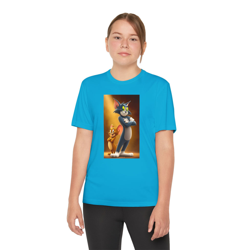 Youth Competitor Tee with Tom And Jerry design, Cartoon Graphic Kid's T-Shirt, Kids Tee, Children's Clothing, Funny Tee for Boys and Girls
