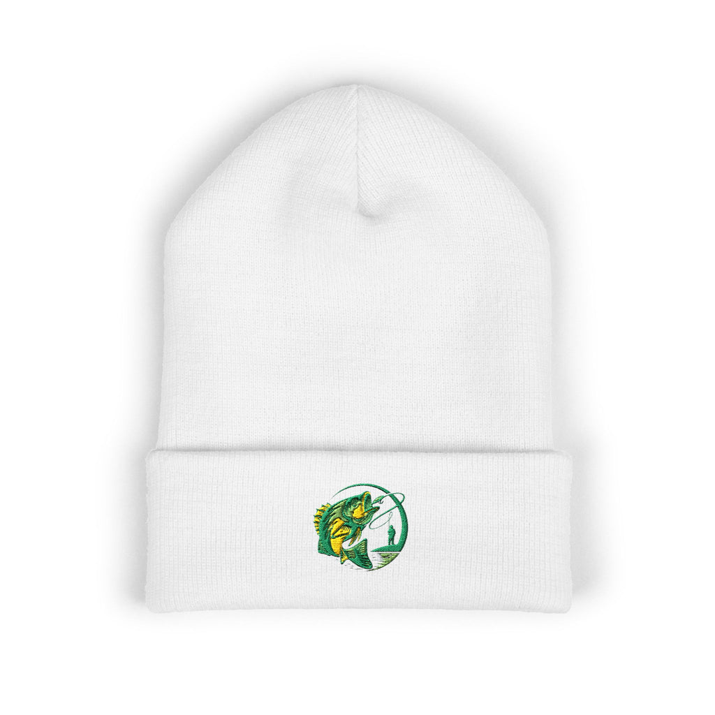 Embroidered Fishing Beanie, Fisherman Gift, Outdoor Winter Hat, Fishing Lover Apparel, Fishing Beanie with Embroidery