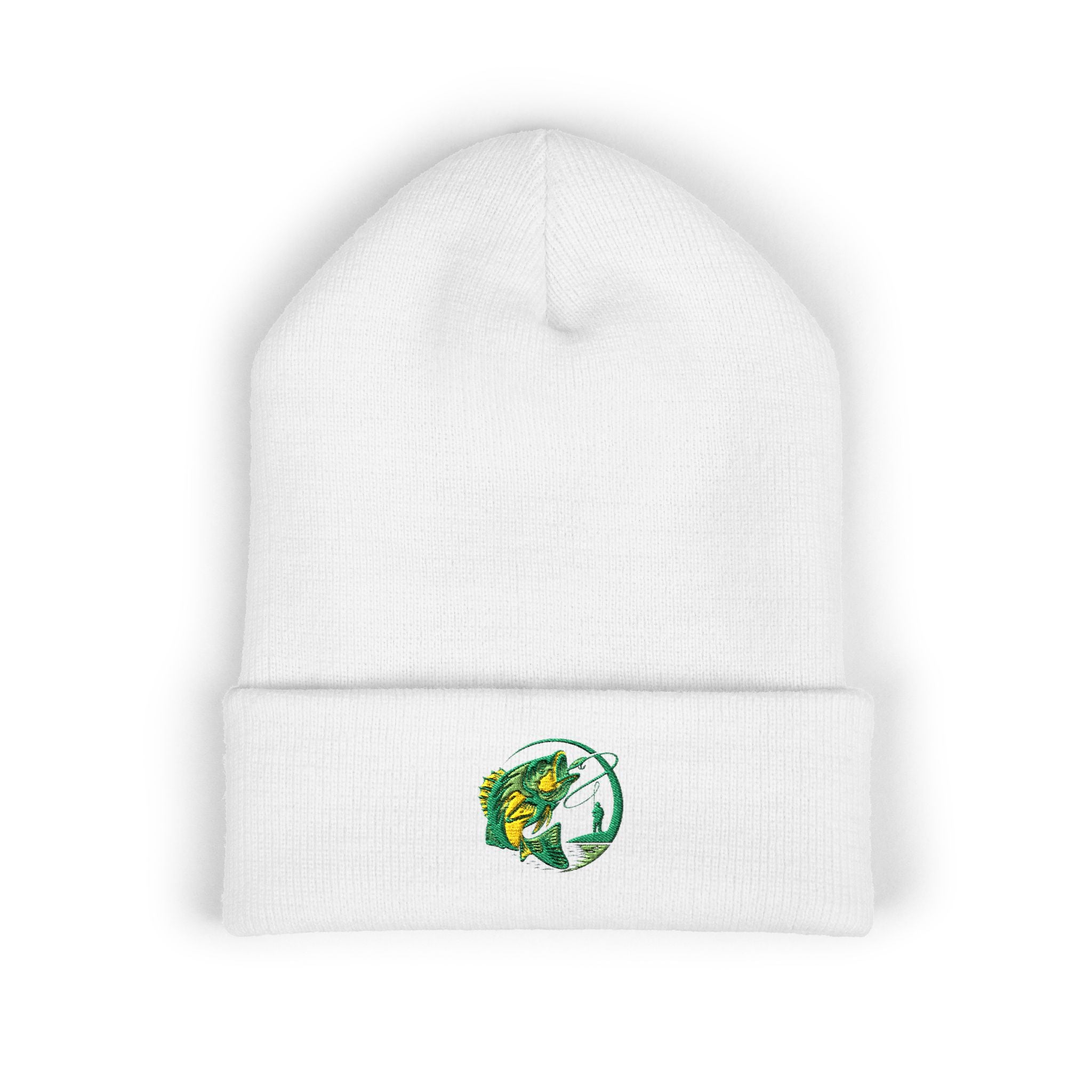 Embroidered Fishing Beanie, Fisherman Gift, Outdoor Winter Hat, Fishing Lover Apparel, Fishing Beanie with Embroidery
