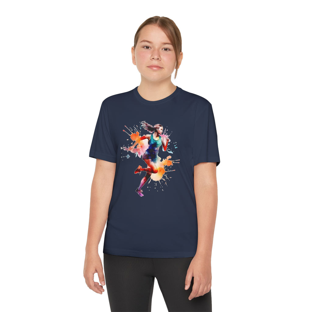 Running Youth T-Shirt Sports Graphic Tee, Cool Athletic Shirt for Kids, Perfect for Sports Events, Team Spirit
