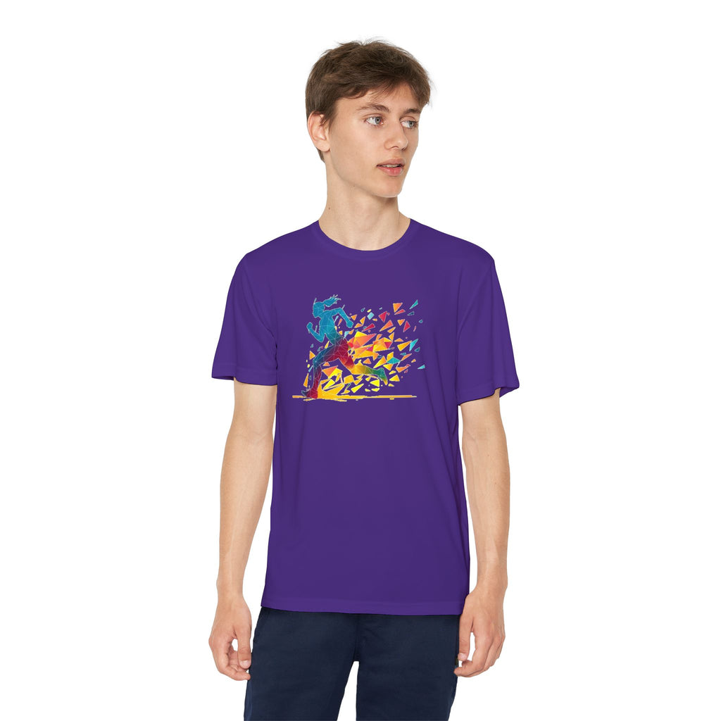 Running Youth T-Shirt Sports Graphic Tee, Cool Athletic Shirt for Kids, Perfect for Sports Events, Team Spirit