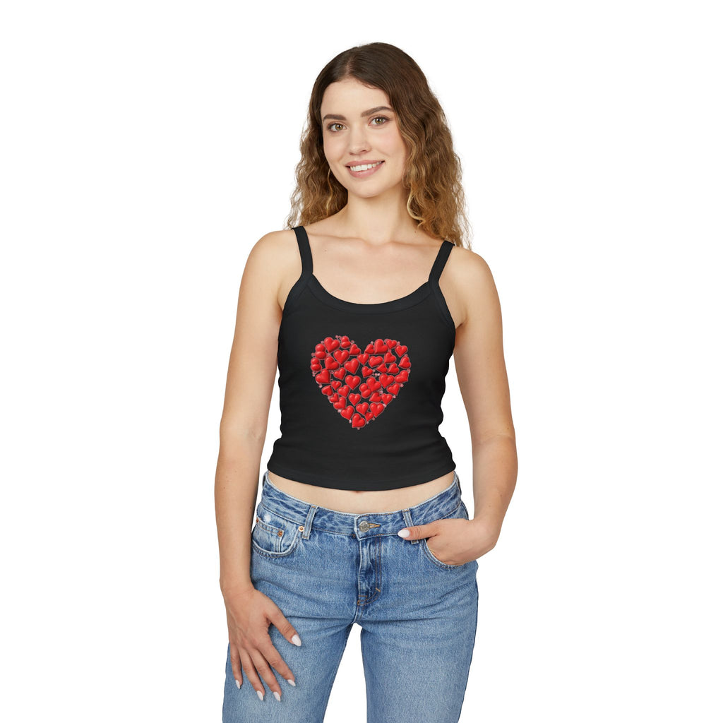 Heart Tank Top, Love Cami, Valentine's Day Shirt, Romantic Sleeveless Tee, Women's Summer Blouse, Cute Spaghetti Strap Tank