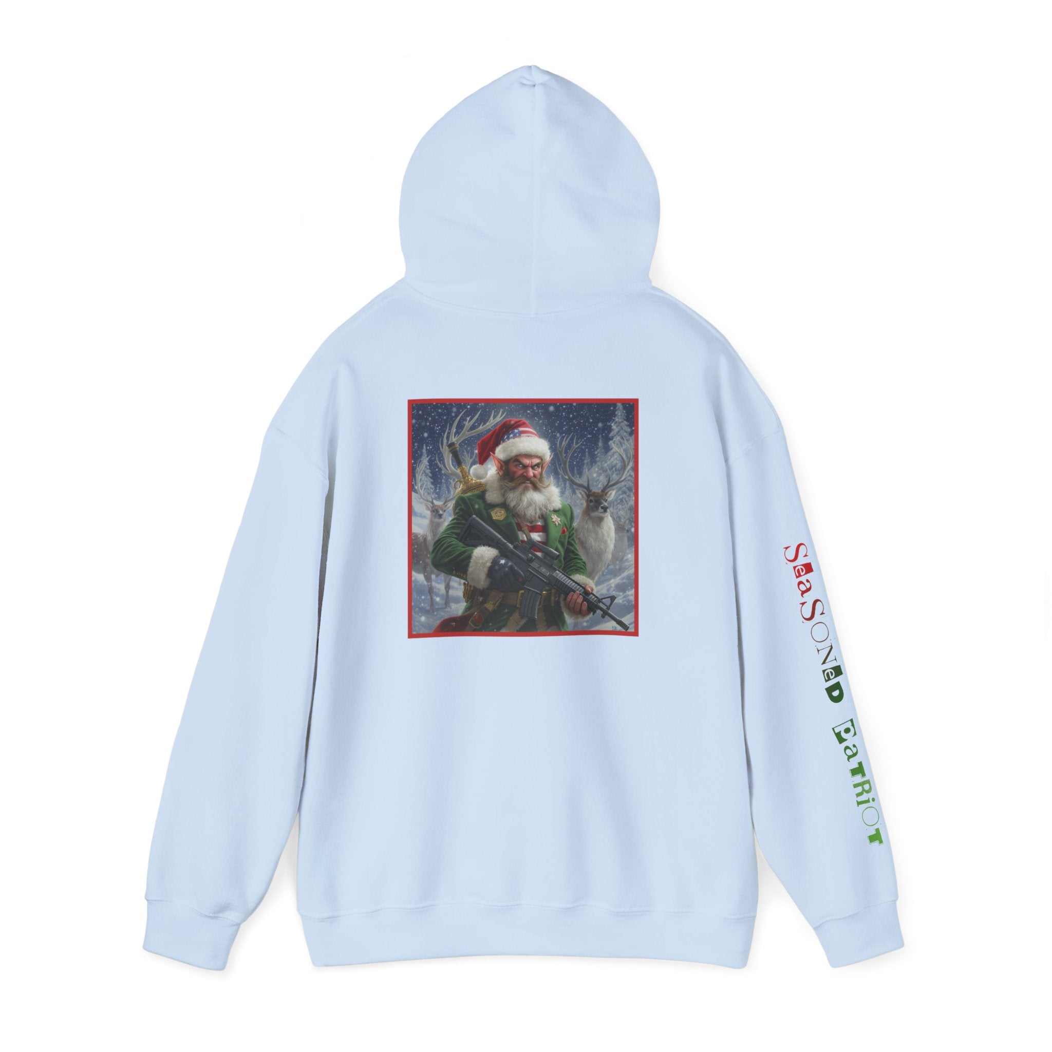 Christmas Elf Patriotic USA Hoodie, Sweatshirt, Unisex Hooded Pullover, Holiday Outerwear, Festive Winter Apparel