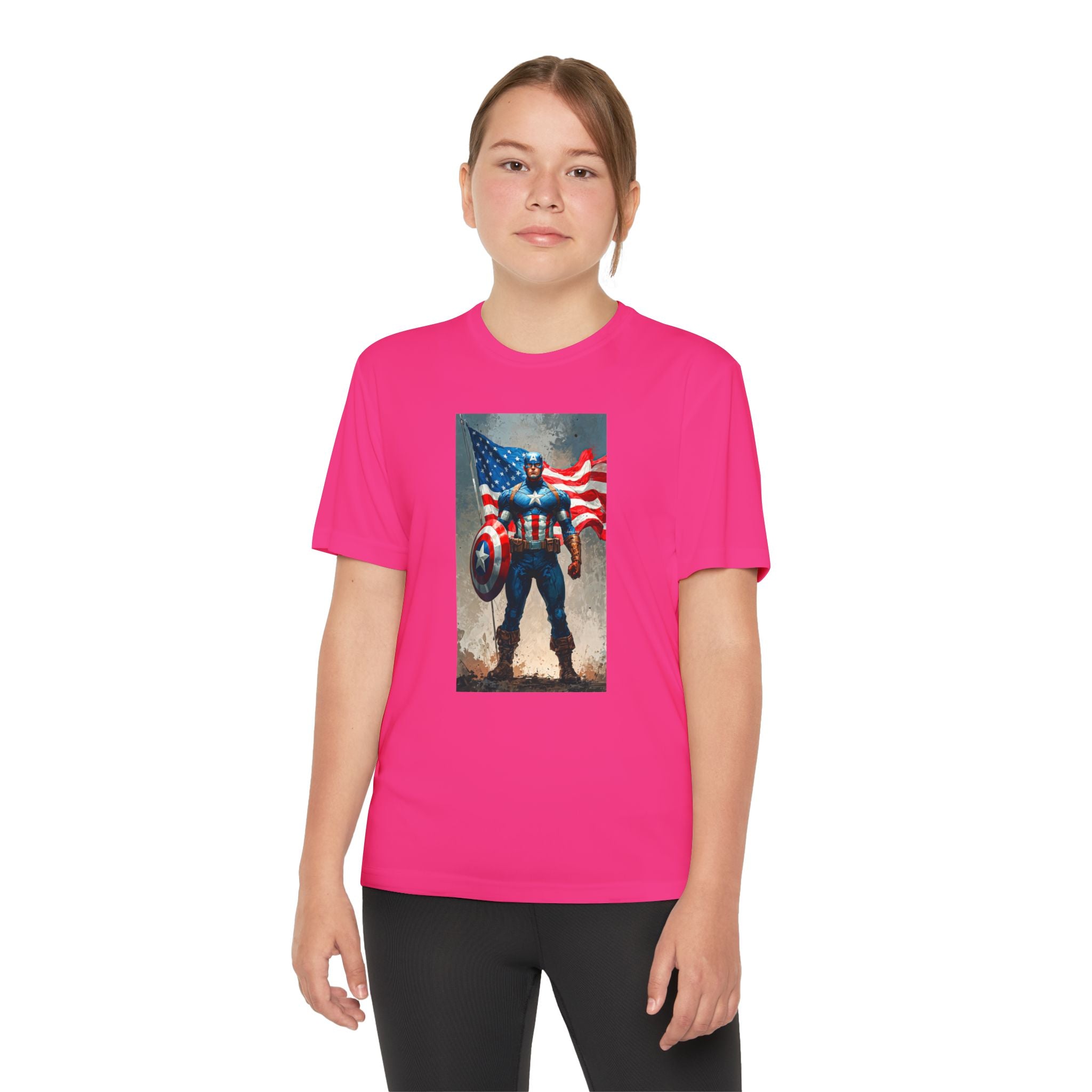 Captain America Superhero Marvel Patriotic, Kids Graphic T-Shirt, Boys Hero Top, Girls Comic Book Clothing, Birthday