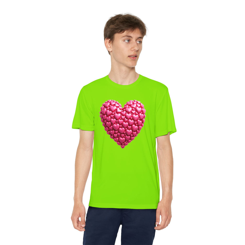 Heart Youth T-Shirt Sports Graphic Tee, Cool Athletic Shirt for Kids, Perfect for Sports Events, Team Spirit