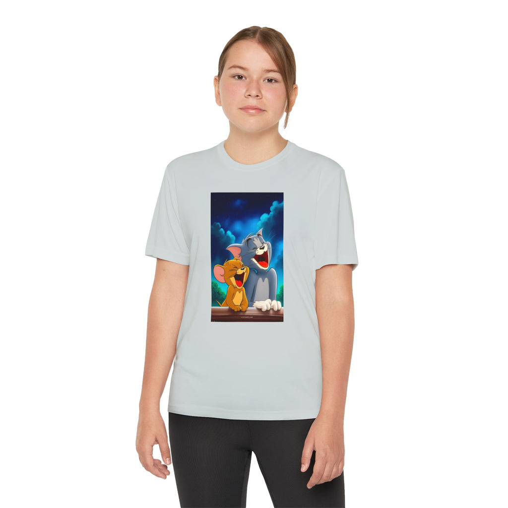 Youth Competitor Tee with Tom And Jerry design, Cartoon Graphic Kid's T-Shirt, Kids Tee, Children's Clothing, Funny Tee for Boys and Girls