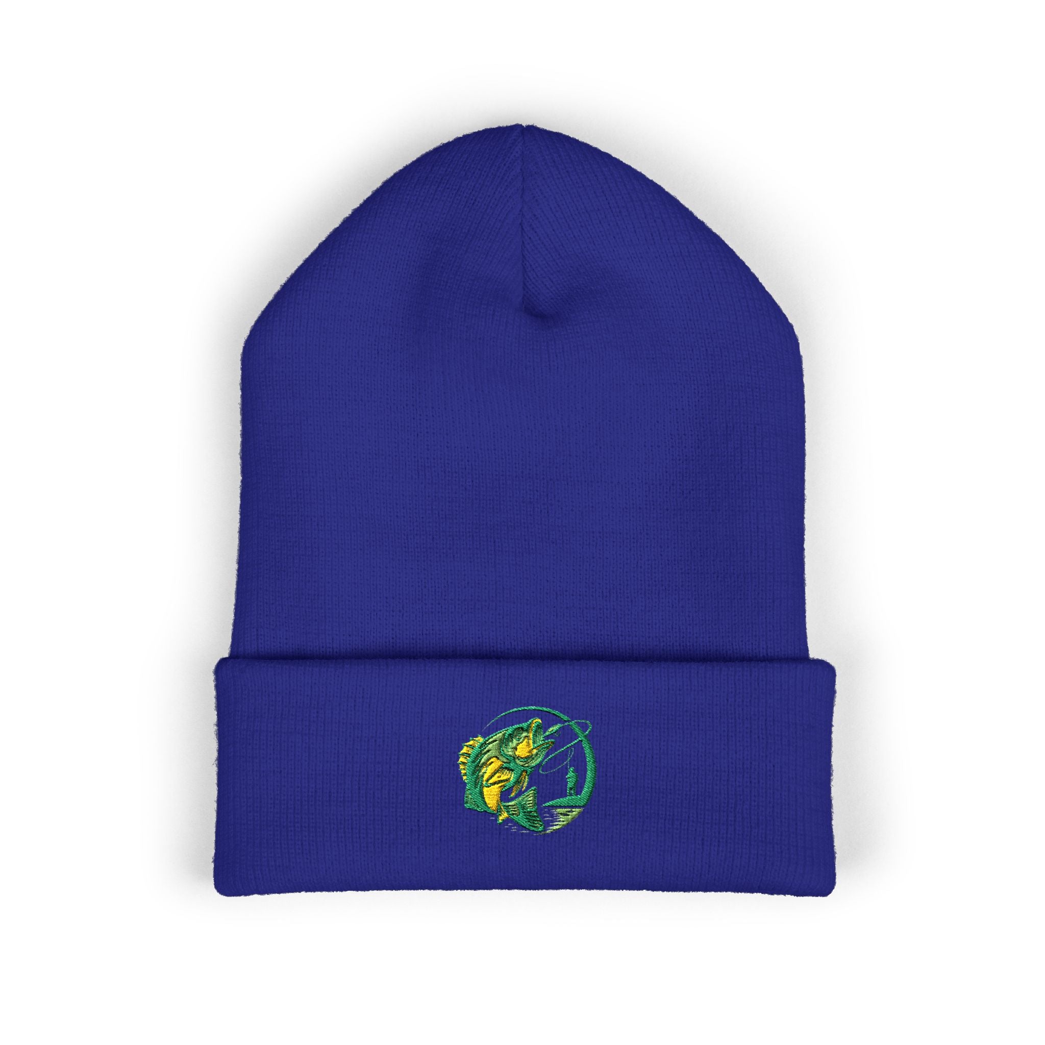 Embroidered Fishing Beanie, Fisherman Gift, Outdoor Winter Hat, Fishing Lover Apparel, Fishing Beanie with Embroidery