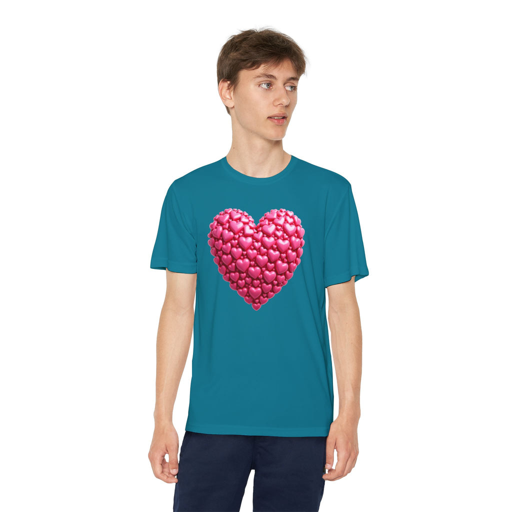 Heart Youth T-Shirt Sports Graphic Tee, Cool Athletic Shirt for Kids, Perfect for Sports Events, Team Spirit