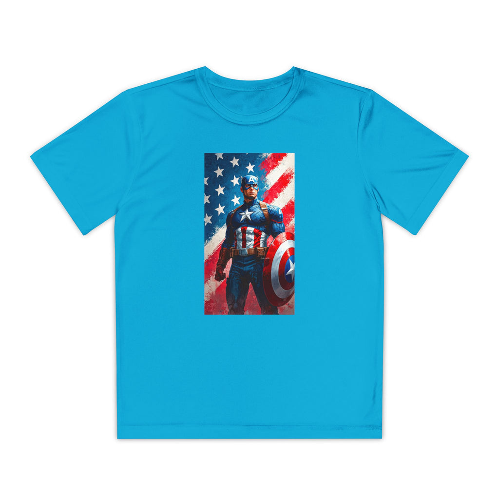 Captain America Superhero Marvel Patriotic, Kids Graphic T-Shirt, Boys Hero Top, Girls Comic Book Clothing, Birthday