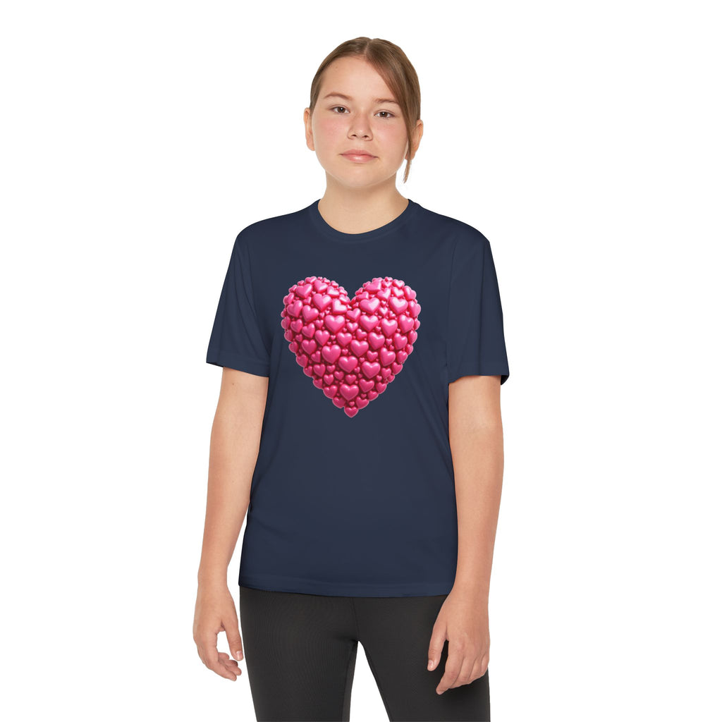 Heart Youth T-Shirt Sports Graphic Tee, Cool Athletic Shirt for Kids, Perfect for Sports Events, Team Spirit