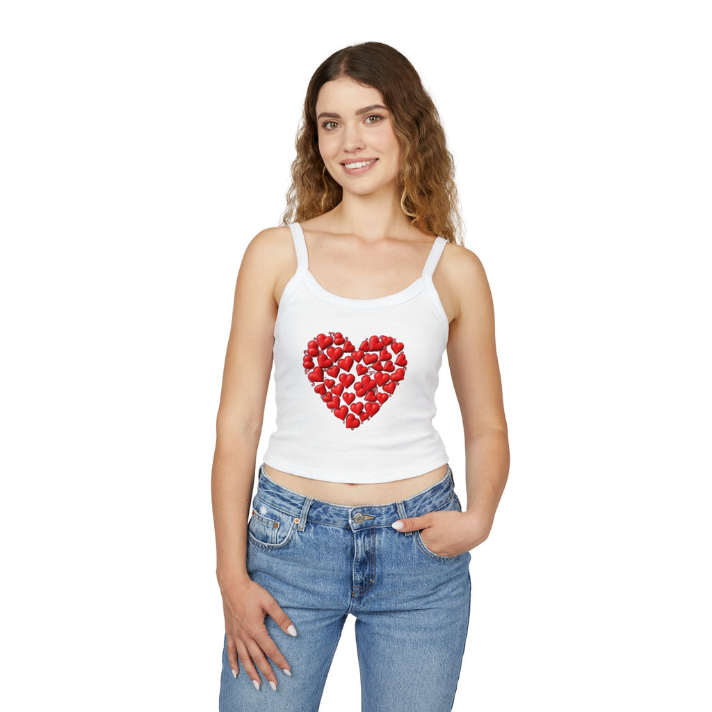 Heart Tank Top, Love Cami, Valentine's Day Shirt, Romantic Sleeveless Tee, Women's Summer Blouse, Cute Spaghetti Strap Tank
