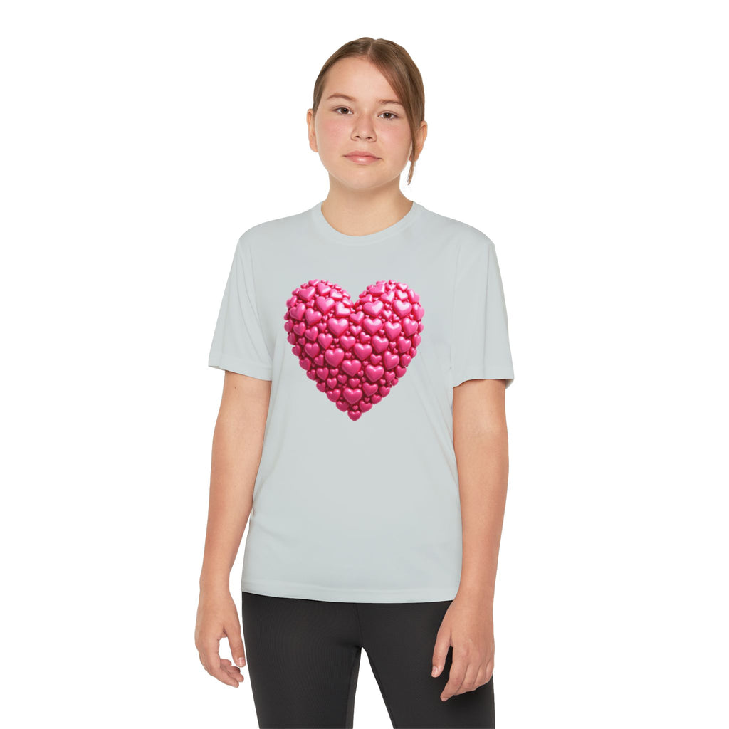 Heart Youth T-Shirt Sports Graphic Tee, Cool Athletic Shirt for Kids, Perfect for Sports Events, Team Spirit