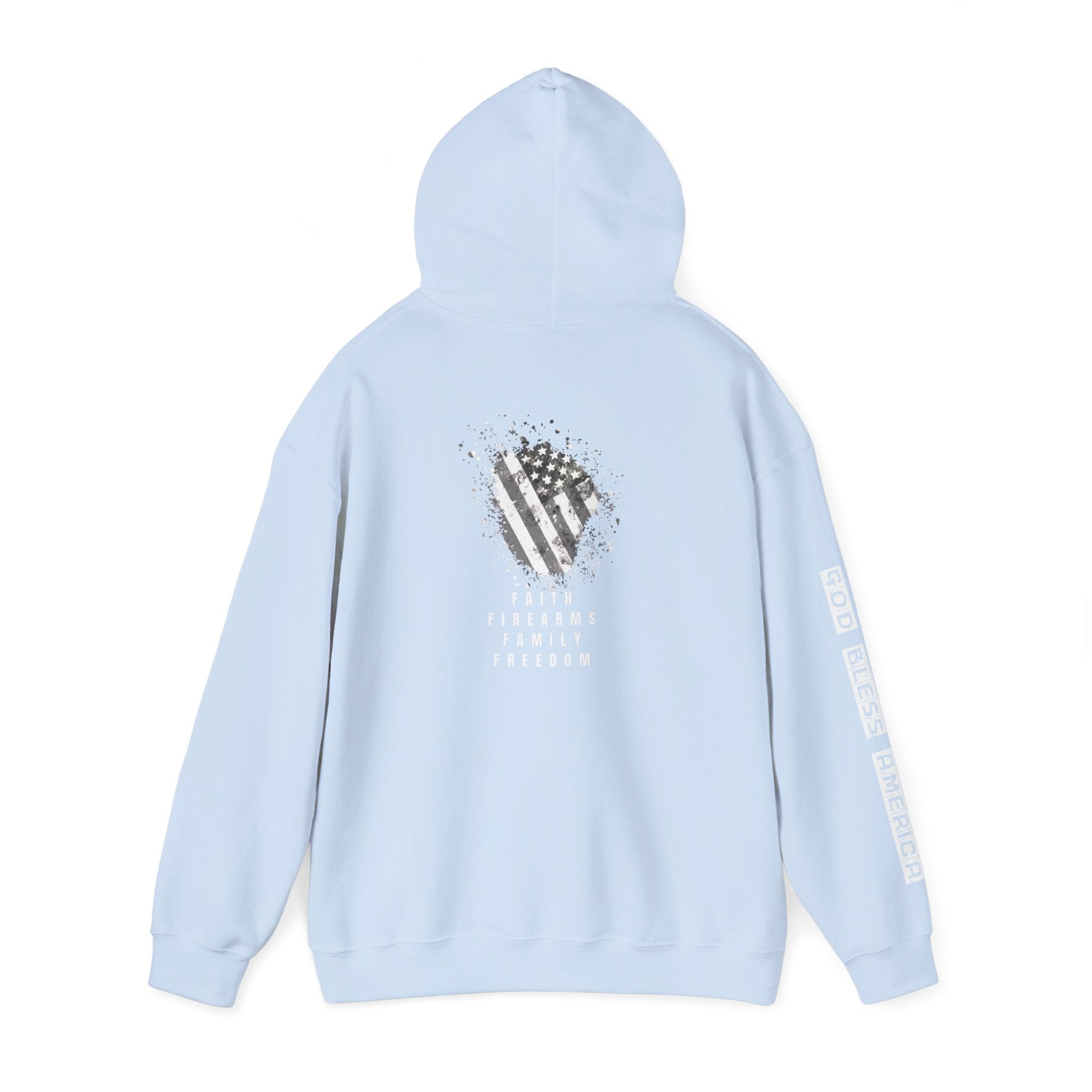 Faith Family Firearms Freedom Hooded Sweatshirt with Faith, Family, Firearms & Freedom Design - Unisex Cozy Wear for Celebrations