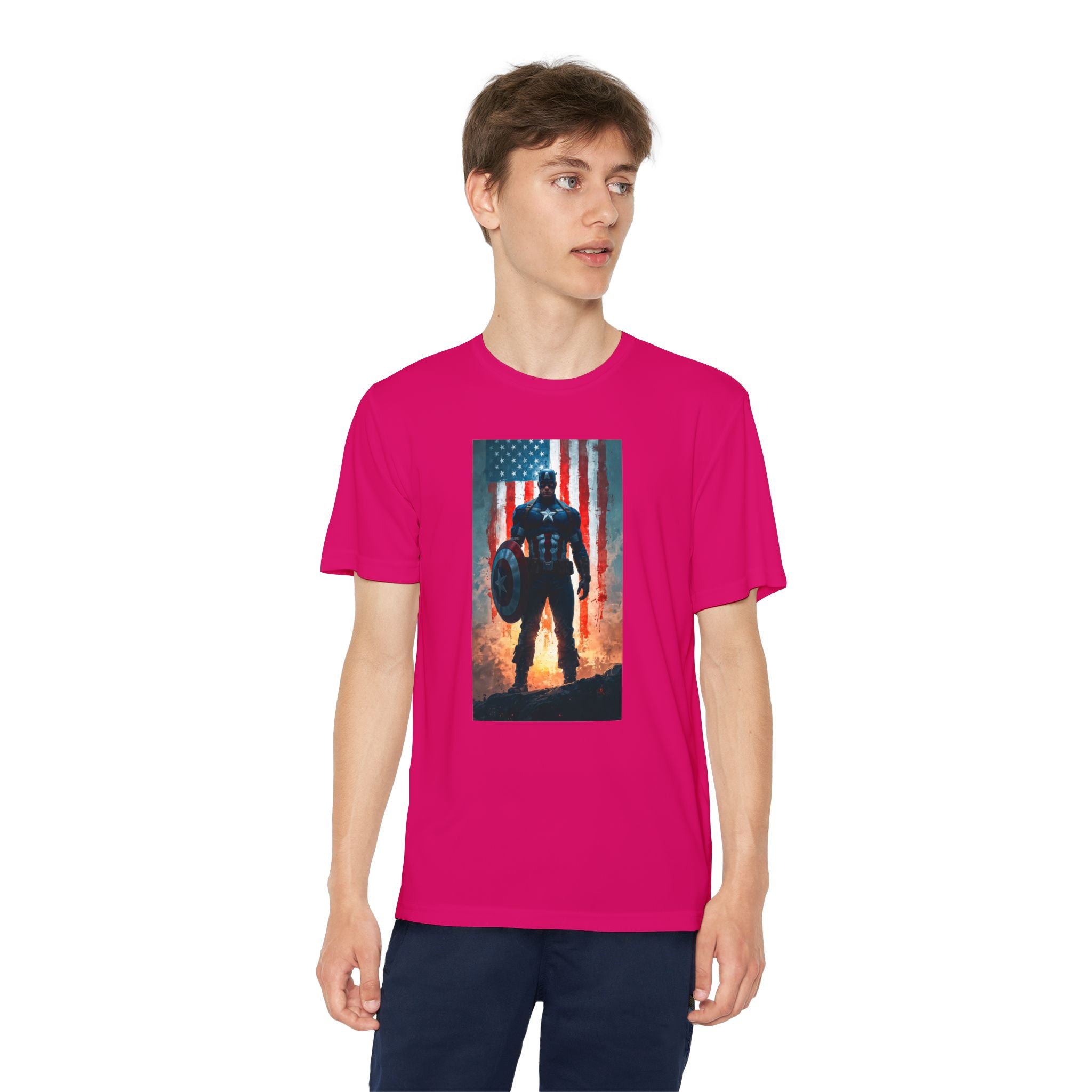 Captain America Superhero Marvel Patriotic, Kids Graphic T-Shirt, Boys Hero Top, Girls Comic Book Clothing, Birthday