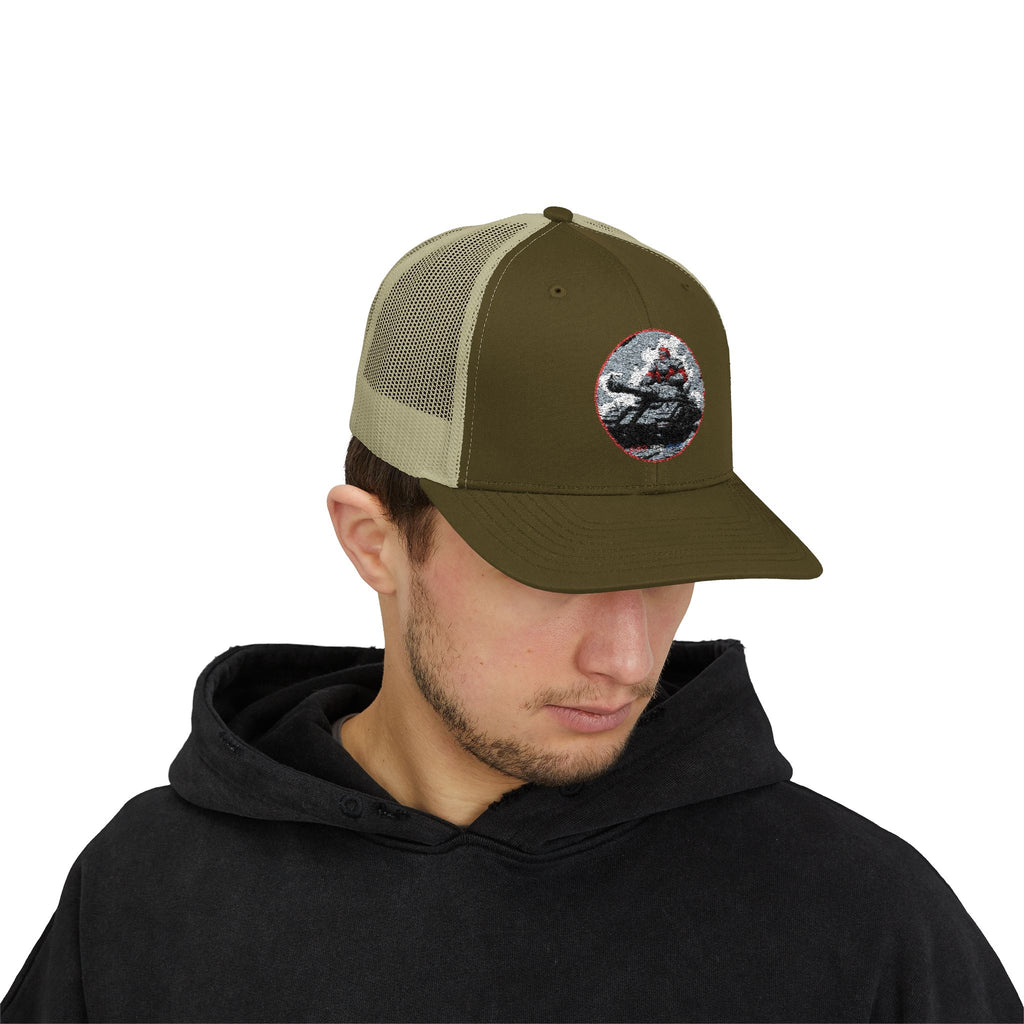 Santa Claus On A Tank Christmas Patriotic, Trucker Cap, Patriotic hat, Truckers Hat, Patriotic Accessories