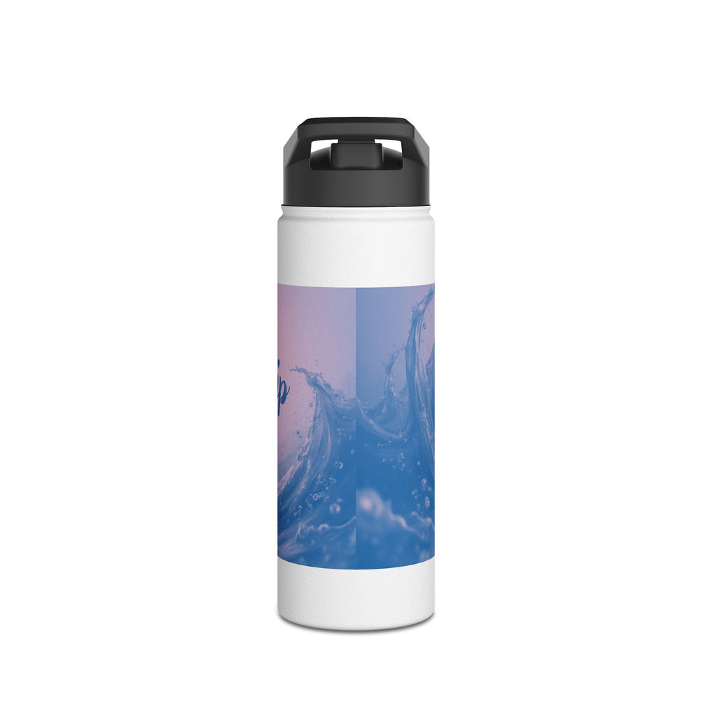 Aqua Wave Stainless Steel Water Bottle, Hydration Gift, Outdoor Adventure, Beach Vibes, Eco-Friendly, Travel Companion