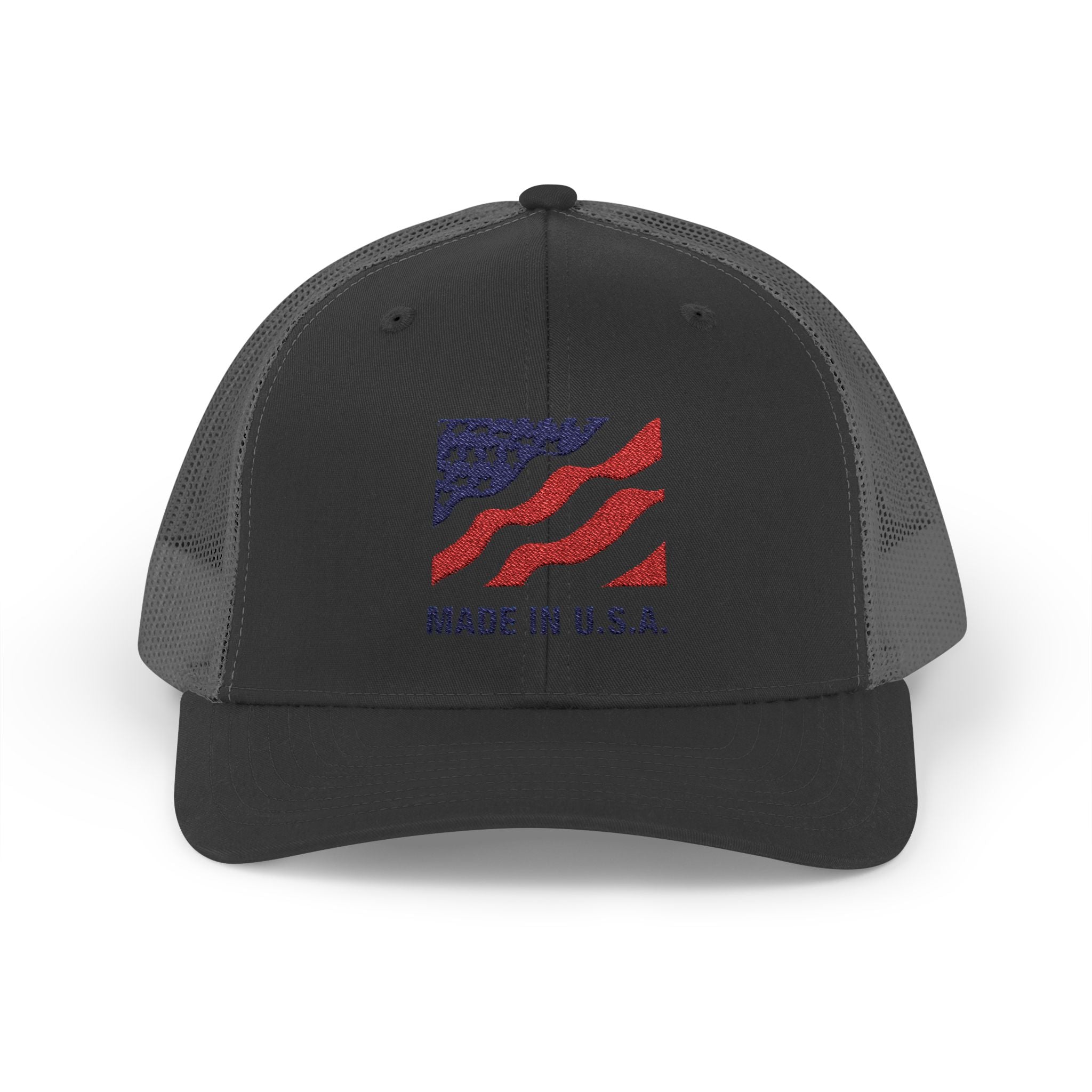 Made In The USA Snapback Trucker Cap with Thin Red Line Design, Ideal for First Responders, Supportive Gifts, Memorials, Everyday Wear