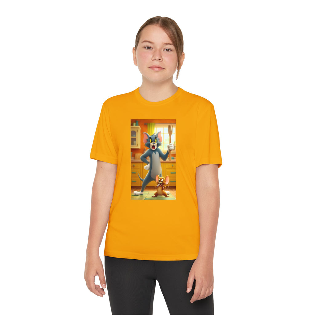 Youth Competitor Tee with Tom And Jerry design, Cartoon Graphic Kid's T-Shirt, Kids Tee, Children's Clothing, Funny Tee for Boys and Girls