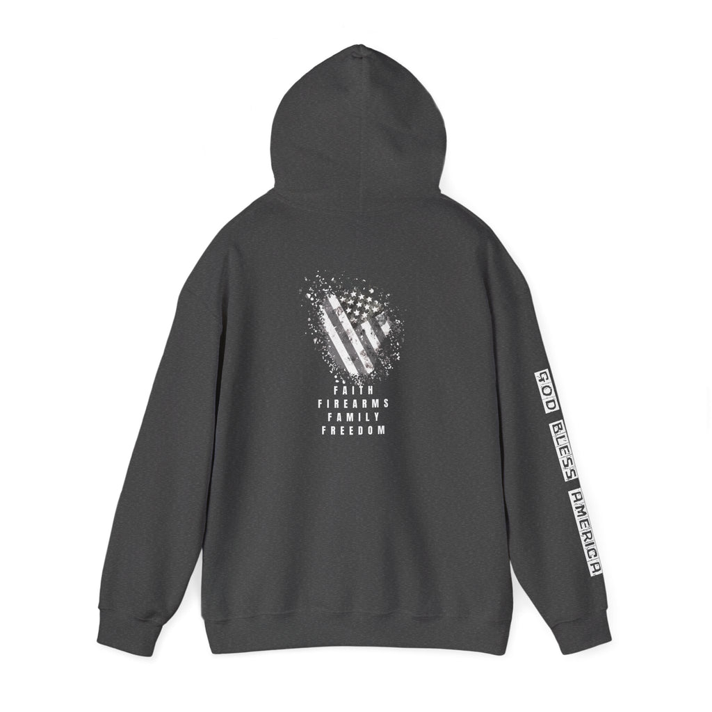 Faith Family Firearms Freedom Hooded Sweatshirt with Faith, Family, Firearms & Freedom Design - Unisex Cozy Wear for Celebrations