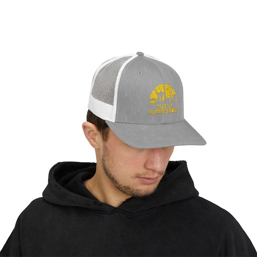 The Seattle SuperSonics Snapback Trucker Cap, American Flag Hat, Outdoor Cap, Casual Wear, Gift for Dad, 4th of July Apparel