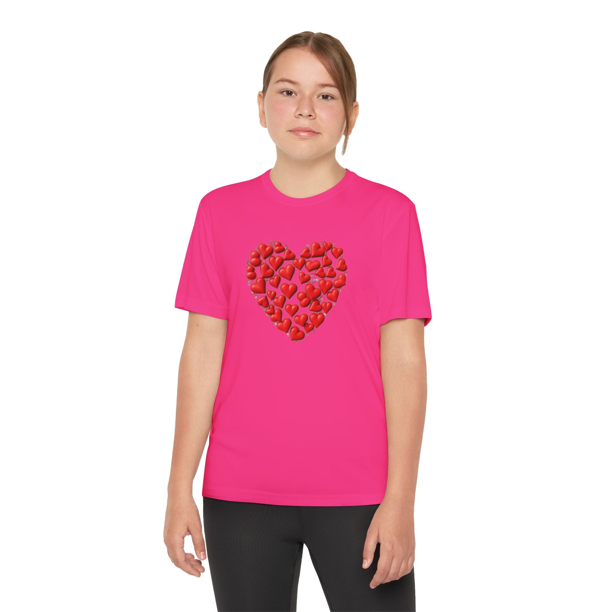 Heart Youth T-Shirt Sports Graphic Tee, Cool Athletic Shirt for Kids, Perfect for Sports Events, Team Spirit