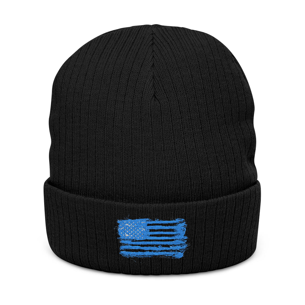Stylish Embroidered Beanie with Patriotic Flag Design | Winter Hat, Cozy Headwear, Gifts for Him, Outdoor Apparel, Fashionable Knitwear