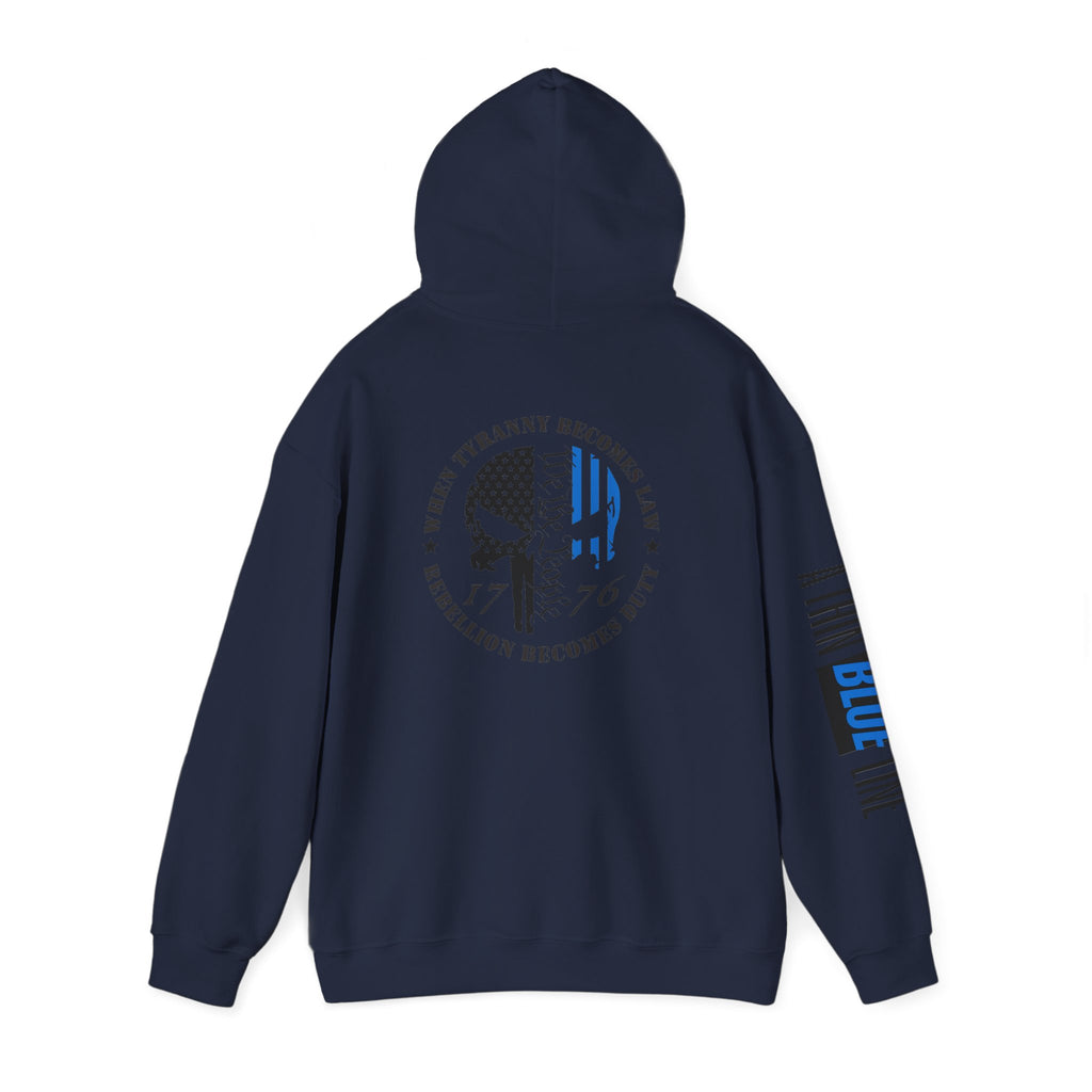 Thin Blue Line Law Enforcement Patriotic Hoodie, Police Support Sweatshirt, Law Enforcement Gift, Patriotic Hooded Pullover, USA Flag