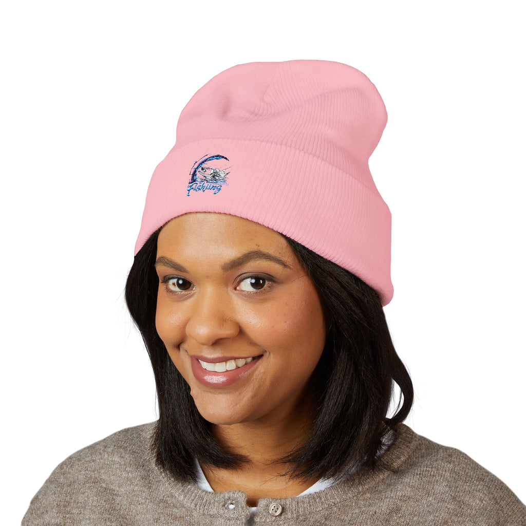 Beanie, Fishing Embroidered Hat for Outdoor Enthusiasts, Angler Gift, Fisherman Apparel, Winter Headwear, Knit Cap