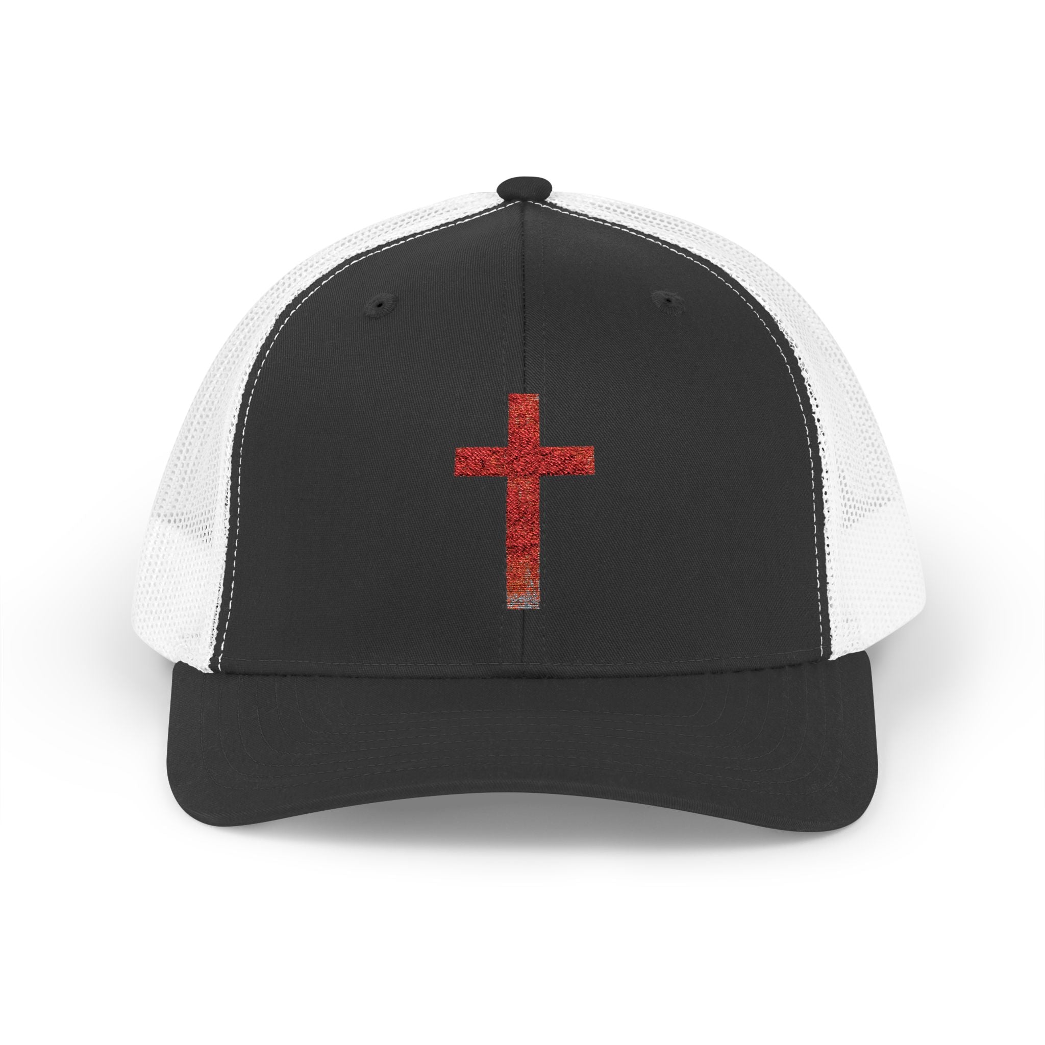 Holly Cross Snapback Trucker Cap with Thin Red Line Design, Ideal for First Responders, Supportive Gifts, Memorials, Everyday Wear