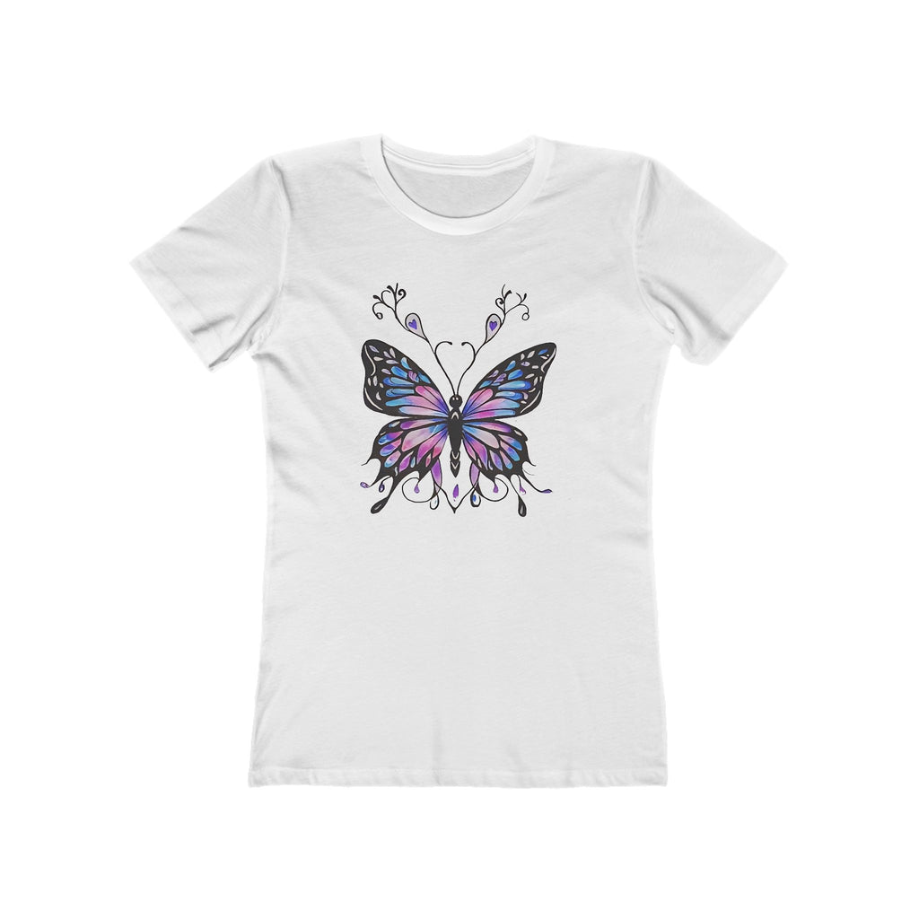 Butterffy Chic Women's Boyfriend Tee, Casual Outfits, Gift for Her, Weekend Wear, Trendy Style, Everyday Comfort