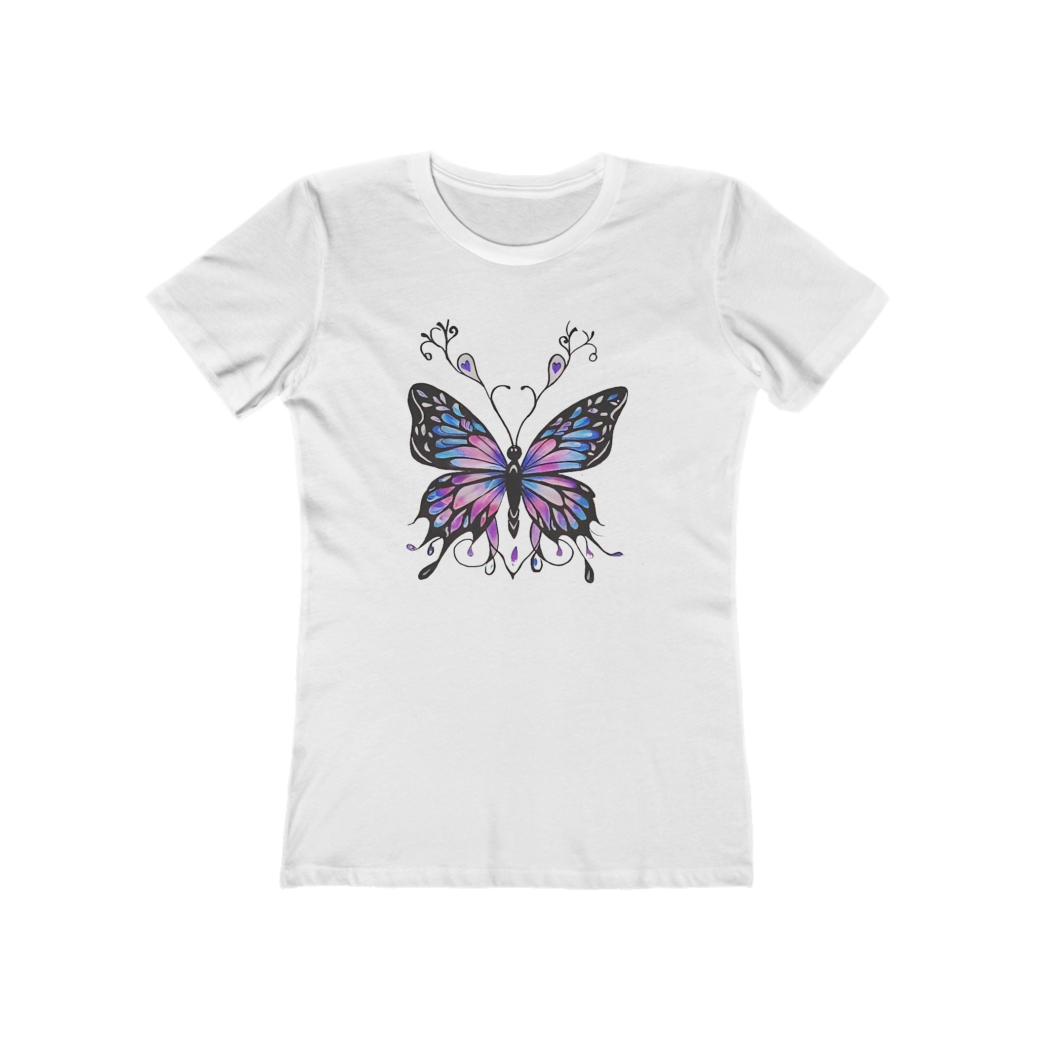 Butterffy Chic Women's Boyfriend Tee, Casual Outfits, Gift for Her, Weekend Wear, Trendy Style, Everyday Comfort