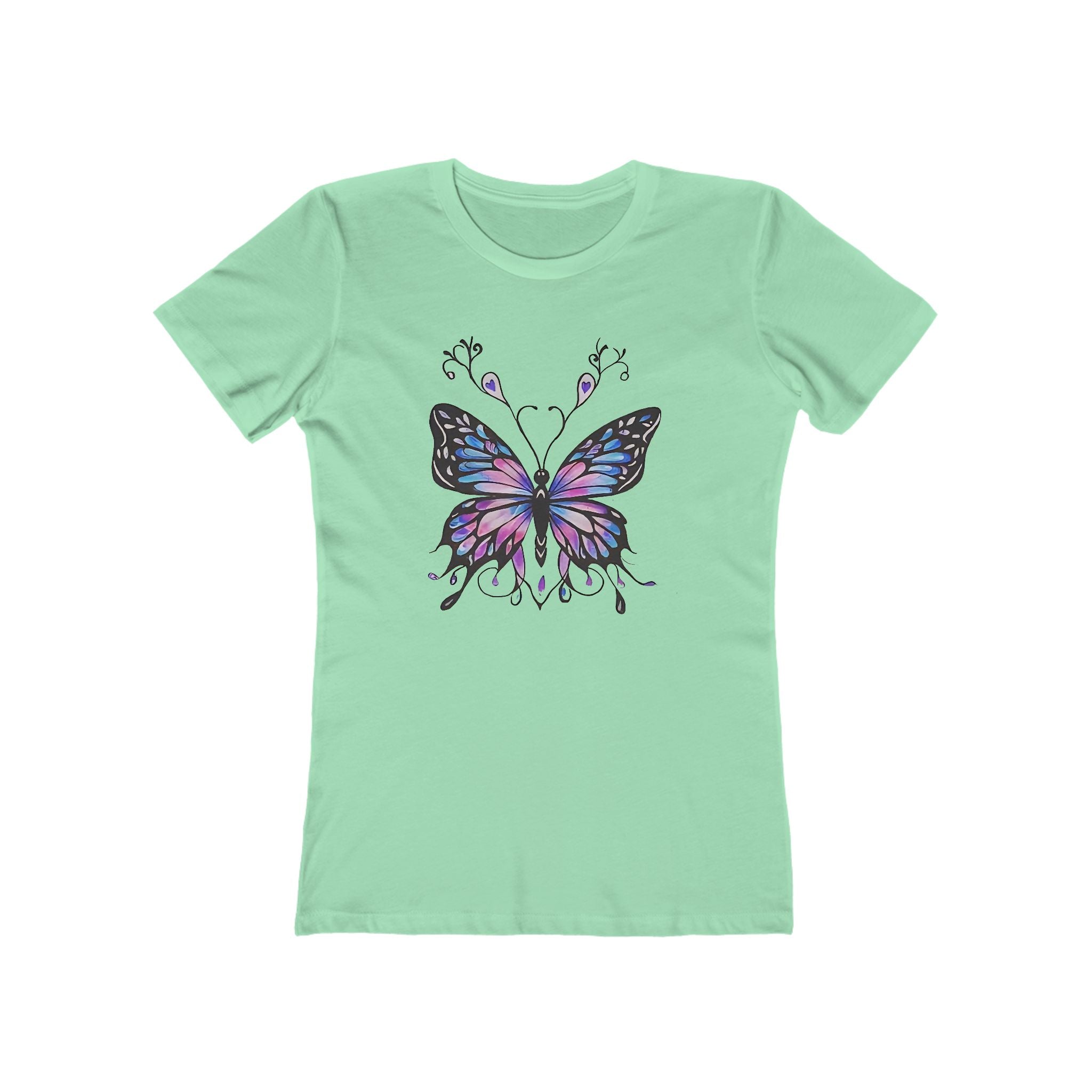 Butterffy Chic Women's Boyfriend Tee, Casual Outfits, Gift for Her, Weekend Wear, Trendy Style, Everyday Comfort