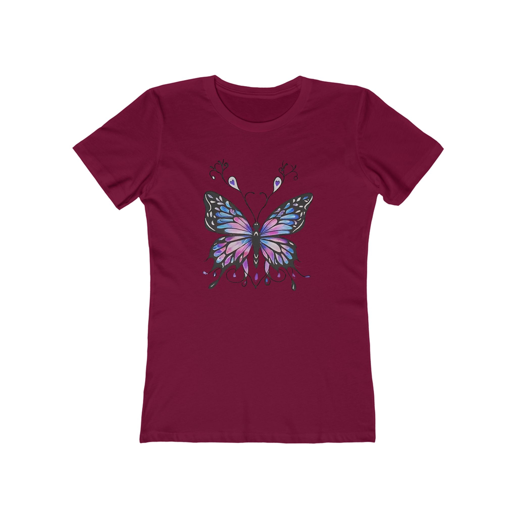 Butterffy Chic Women's Boyfriend Tee, Casual Outfits, Gift for Her, Weekend Wear, Trendy Style, Everyday Comfort