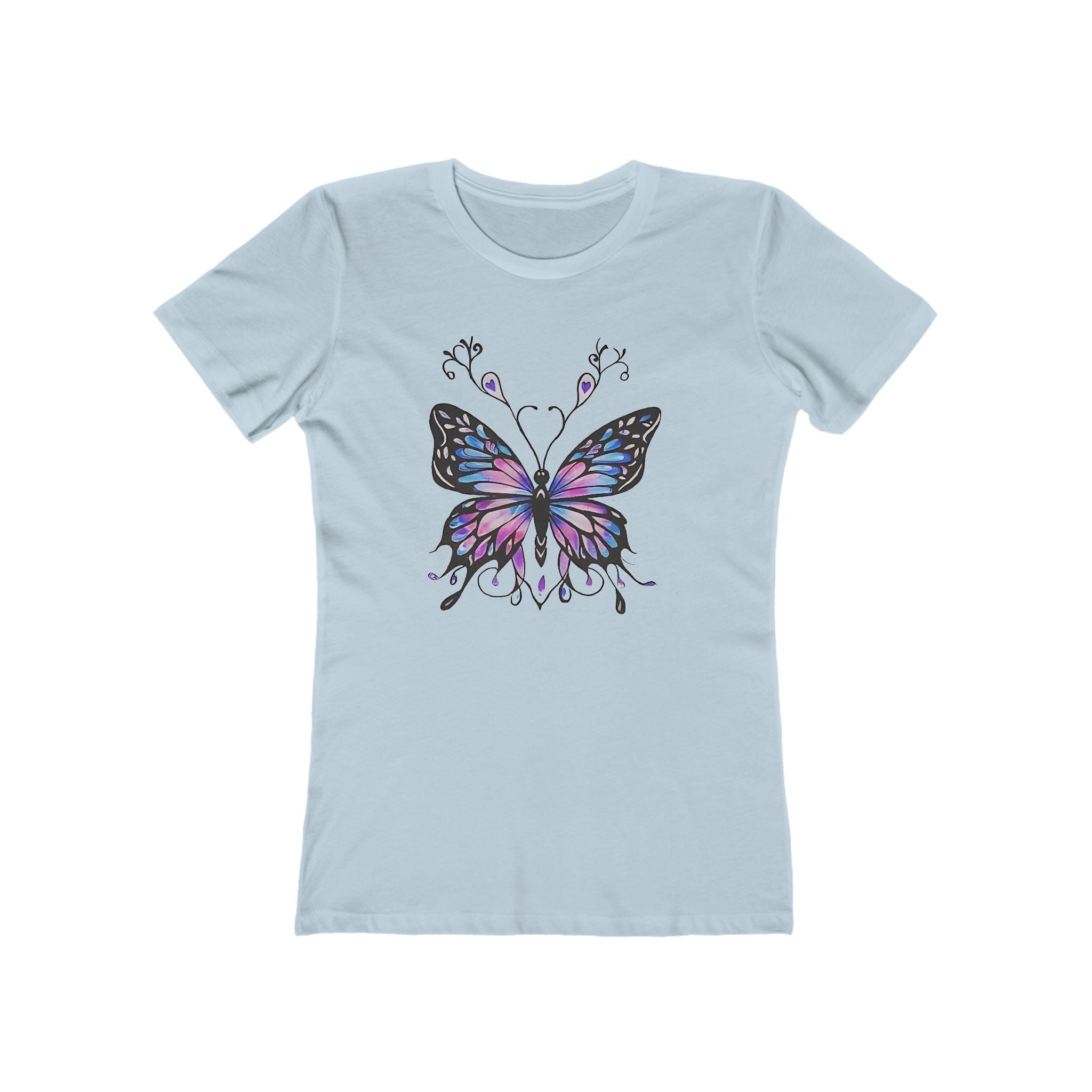 Butterffy Chic Women's Boyfriend Tee, Casual Outfits, Gift for Her, Weekend Wear, Trendy Style, Everyday Comfort