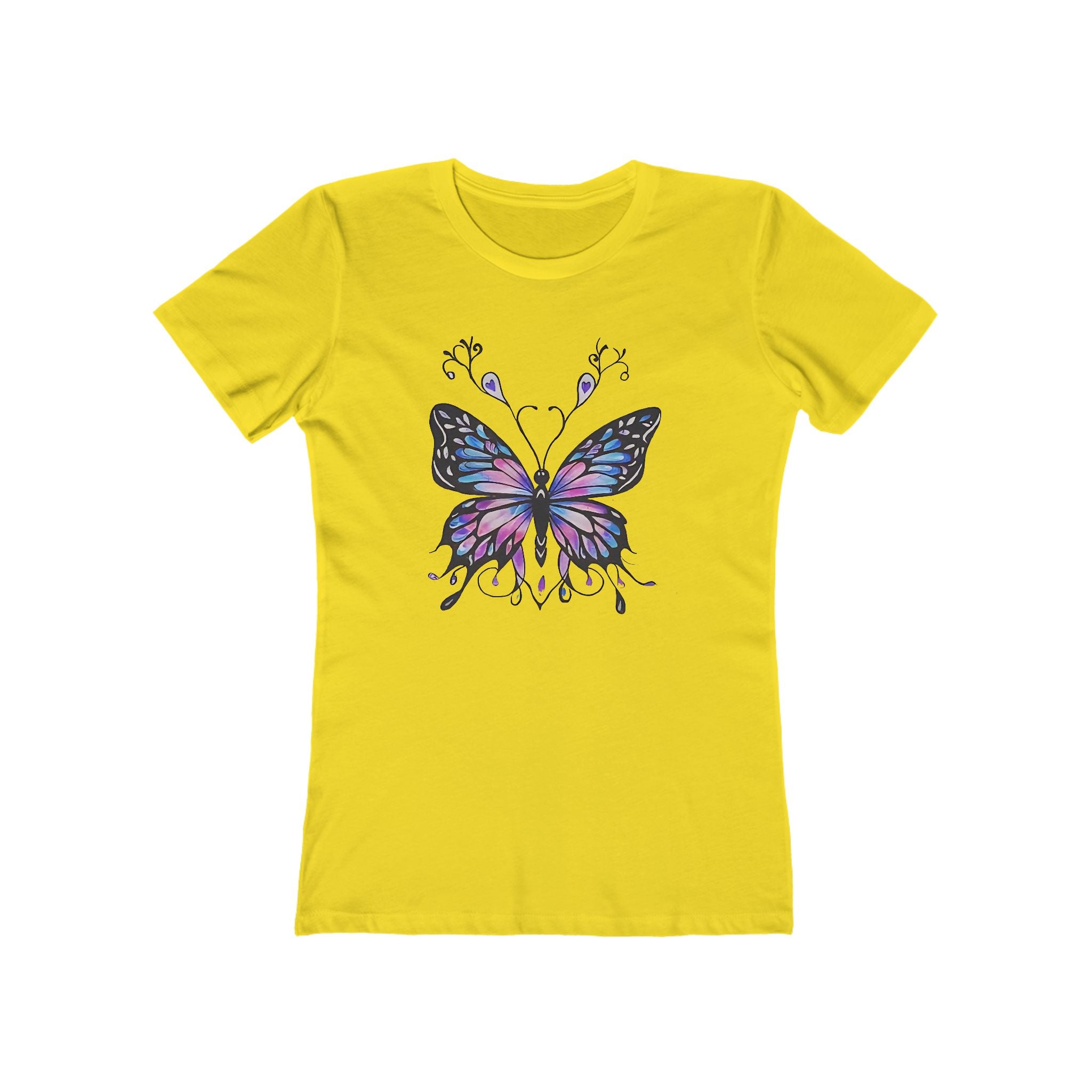 Butterffy Chic Women's Boyfriend Tee, Casual Outfits, Gift for Her, Weekend Wear, Trendy Style, Everyday Comfort