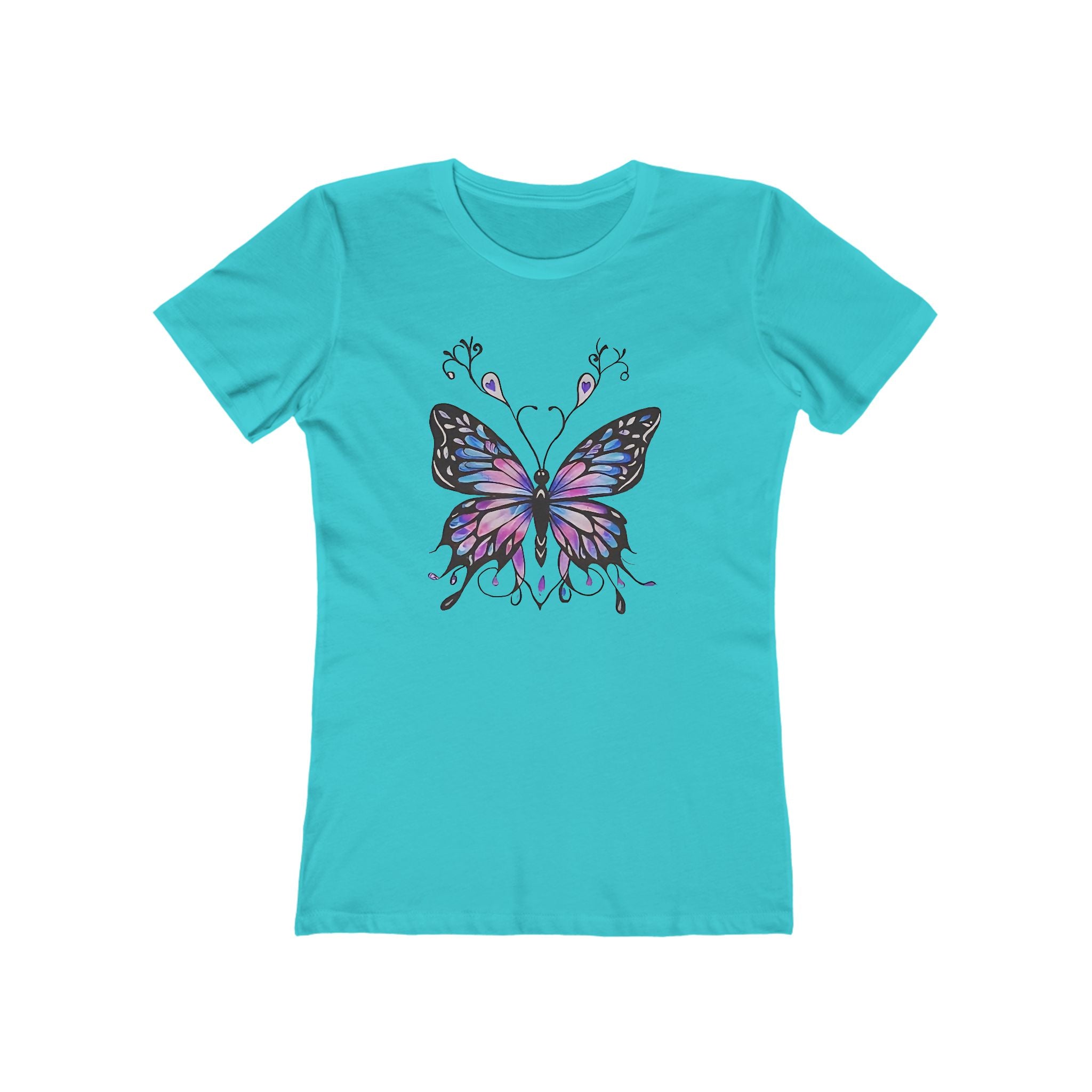 Butterffy Chic Women's Boyfriend Tee, Casual Outfits, Gift for Her, Weekend Wear, Trendy Style, Everyday Comfort