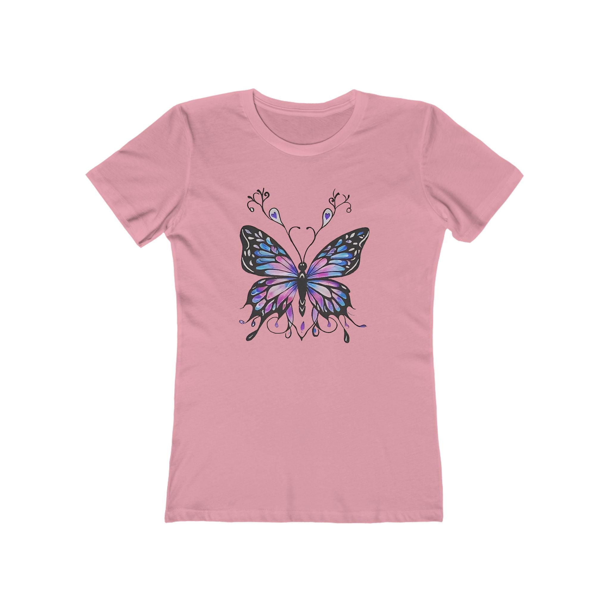 Butterffy Chic Women's Boyfriend Tee, Casual Outfits, Gift for Her, Weekend Wear, Trendy Style, Everyday Comfort