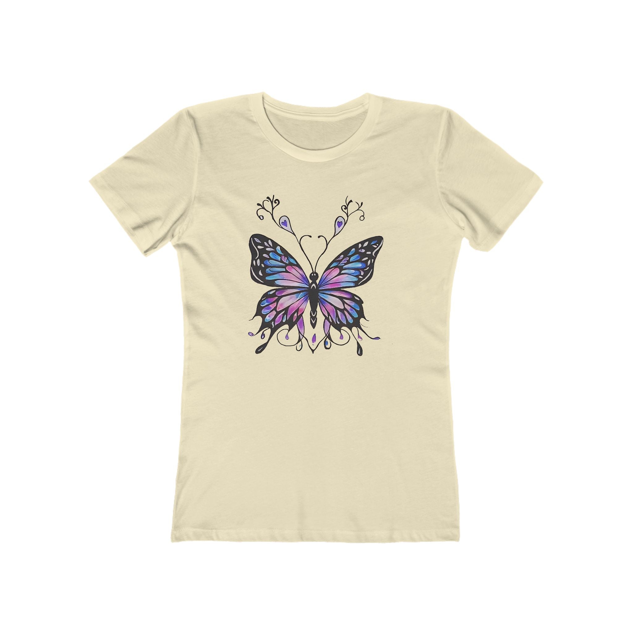 Butterffy Chic Women's Boyfriend Tee, Casual Outfits, Gift for Her, Weekend Wear, Trendy Style, Everyday Comfort