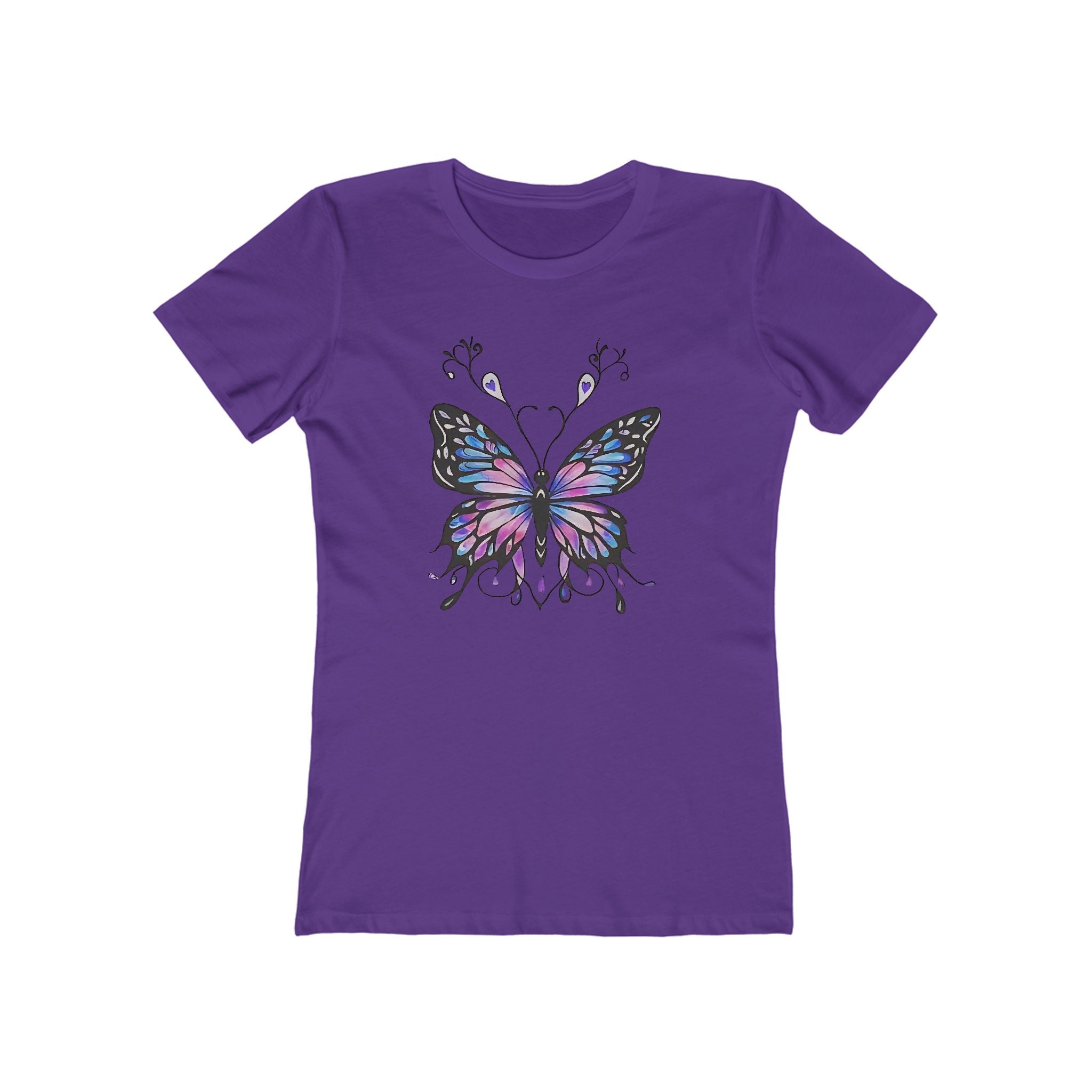 Butterffy Chic Women's Boyfriend Tee, Casual Outfits, Gift for Her, Weekend Wear, Trendy Style, Everyday Comfort