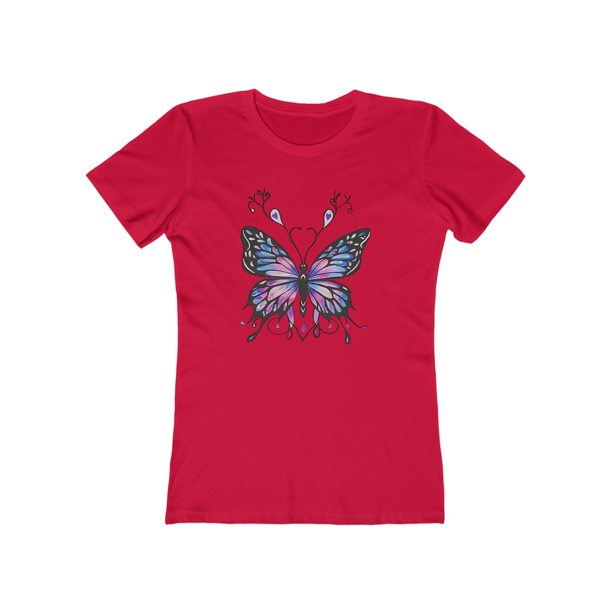 Butterffy Chic Women's Boyfriend Tee, Casual Outfits, Gift for Her, Weekend Wear, Trendy Style, Everyday Comfort