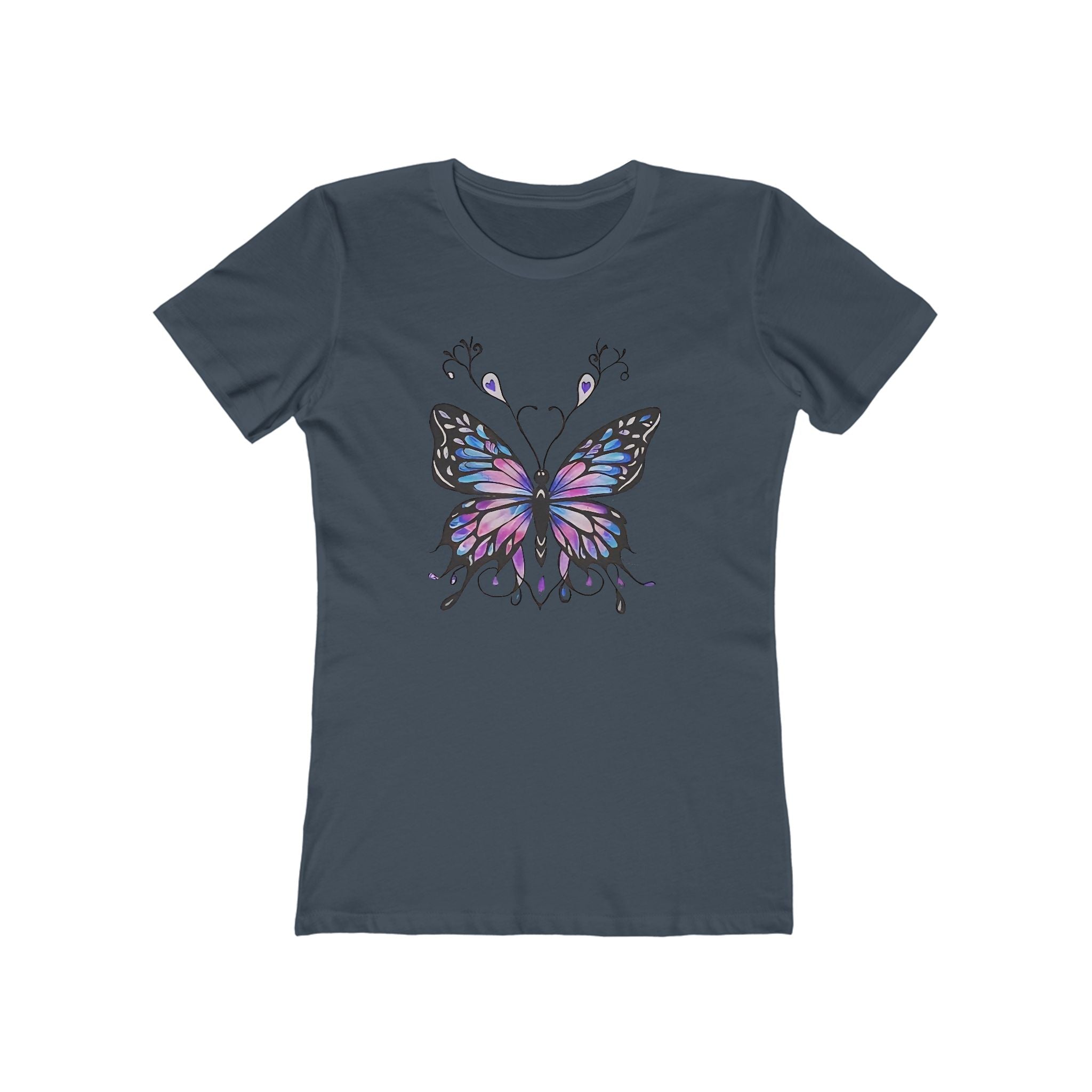 Butterffy Chic Women's Boyfriend Tee, Casual Outfits, Gift for Her, Weekend Wear, Trendy Style, Everyday Comfort