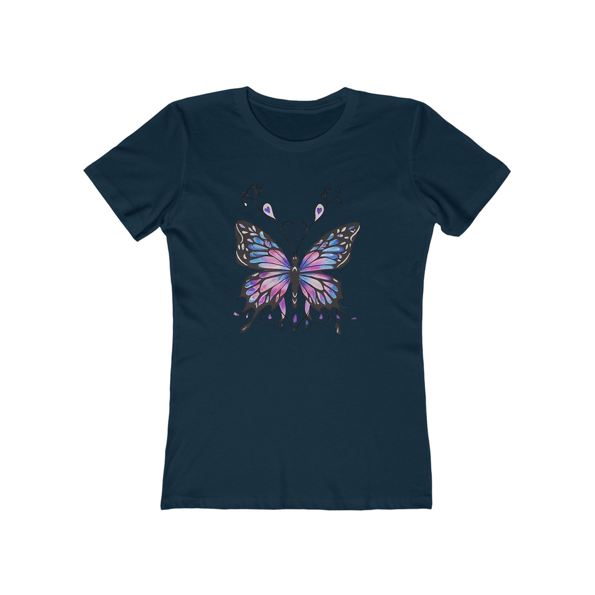 Butterffy Chic Women's Boyfriend Tee, Casual Outfits, Gift for Her, Weekend Wear, Trendy Style, Everyday Comfort