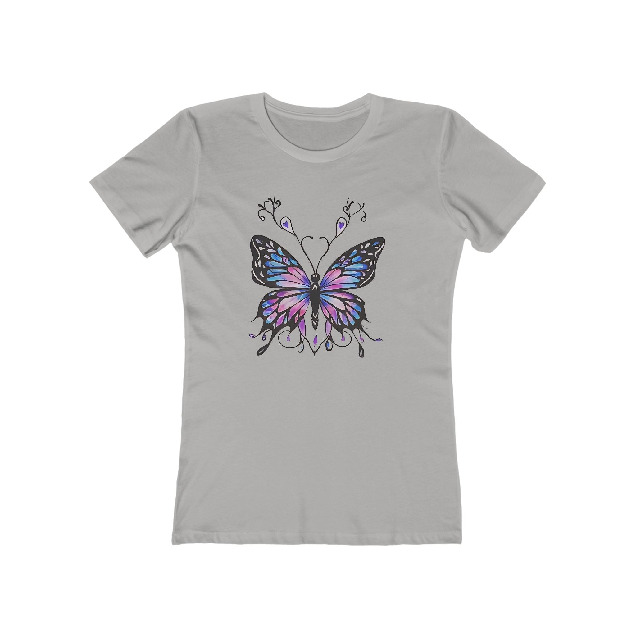 Butterffy Chic Women's Boyfriend Tee, Casual Outfits, Gift for Her, Weekend Wear, Trendy Style, Everyday Comfort
